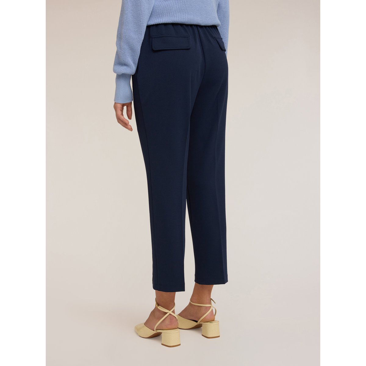 Pantalon regular en tissu crêpe bleu, MOTIVI