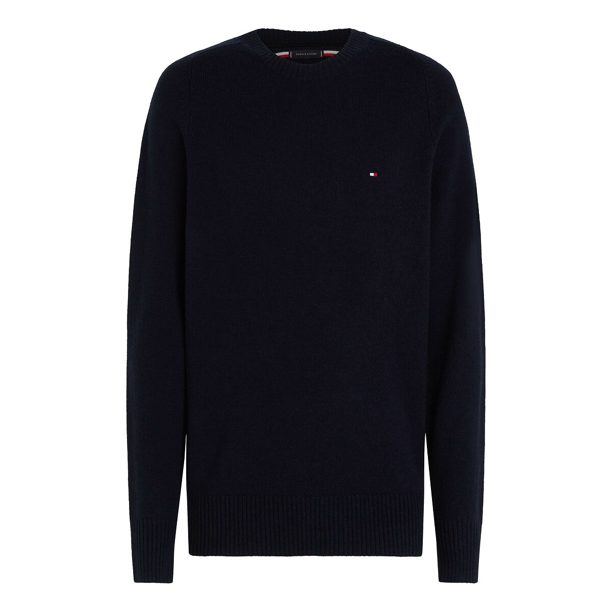 Pull col rond en laine bleu marine, TOMMY HILFIGER