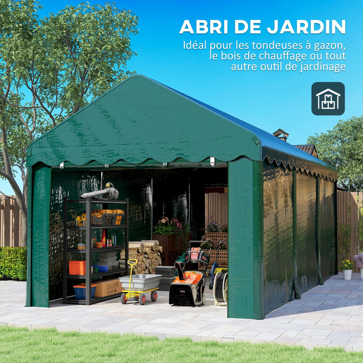 Tente de rangement pour le jardin Acier vert, OUTSUNNY