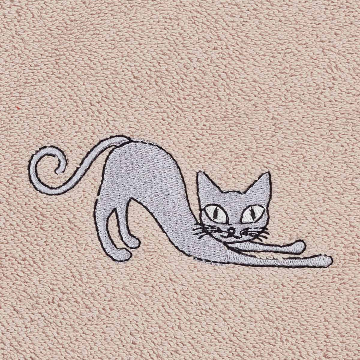 Lot de 3 torchons carrés en éponge coton YOGI CAT sable, SENSEI MAISON