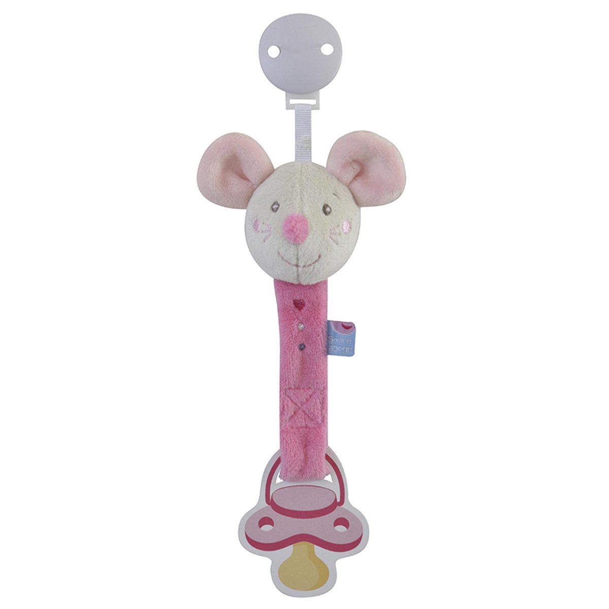 Attache tetine souris rose, SUCRE D'ORGE