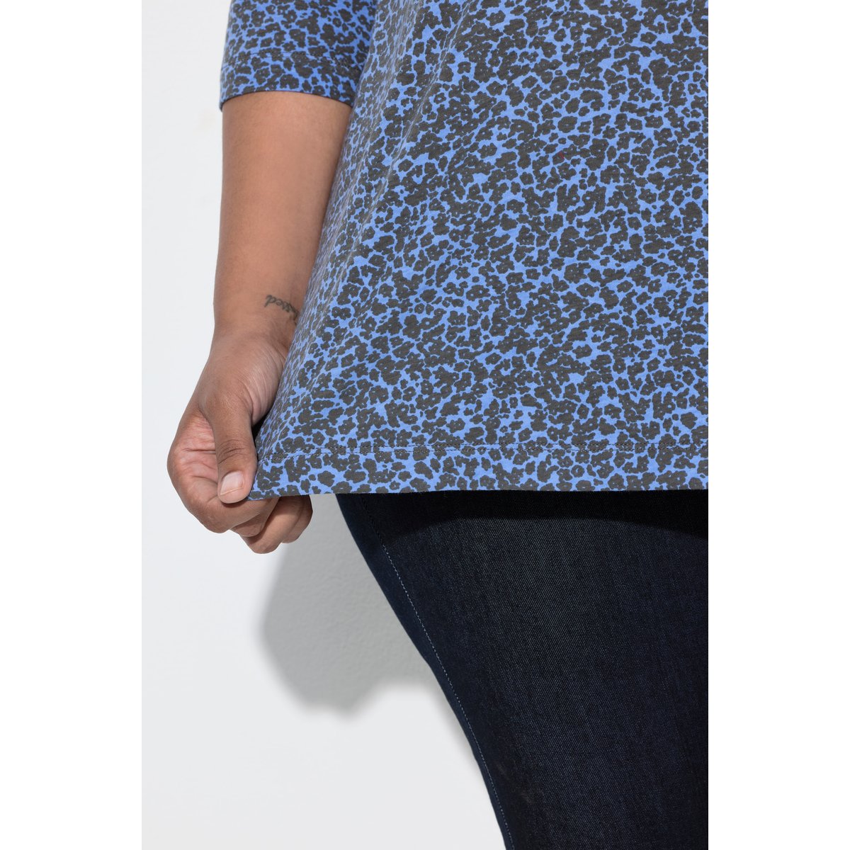 T-shirt avec plis fantaisie marine, ULLA POPKEN