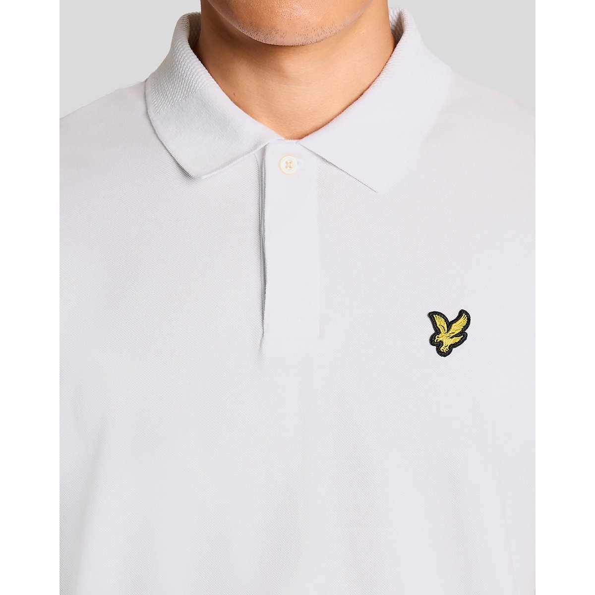Polo jacquard à liserés contrastés blanc, LYLE & SCOTT