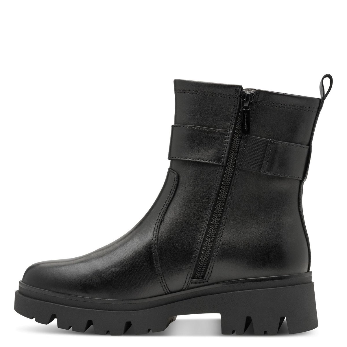 Bottine en cuir noir nappa, TAMARIS