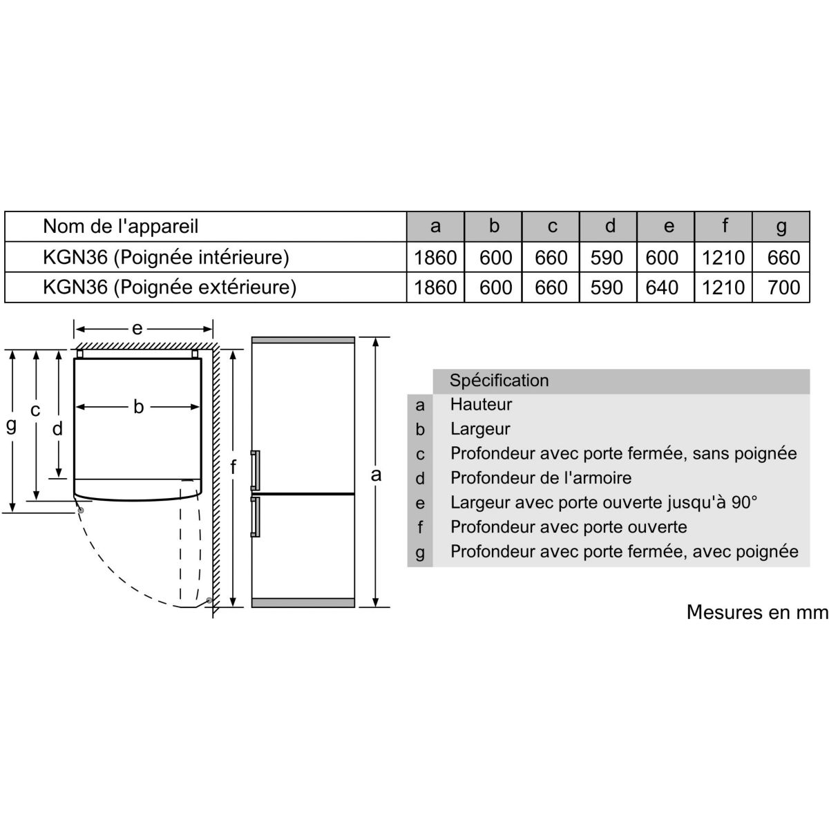 Réfrigérateur combiné KGN36VLED Série 4 VitaFresh inox, BOSCH