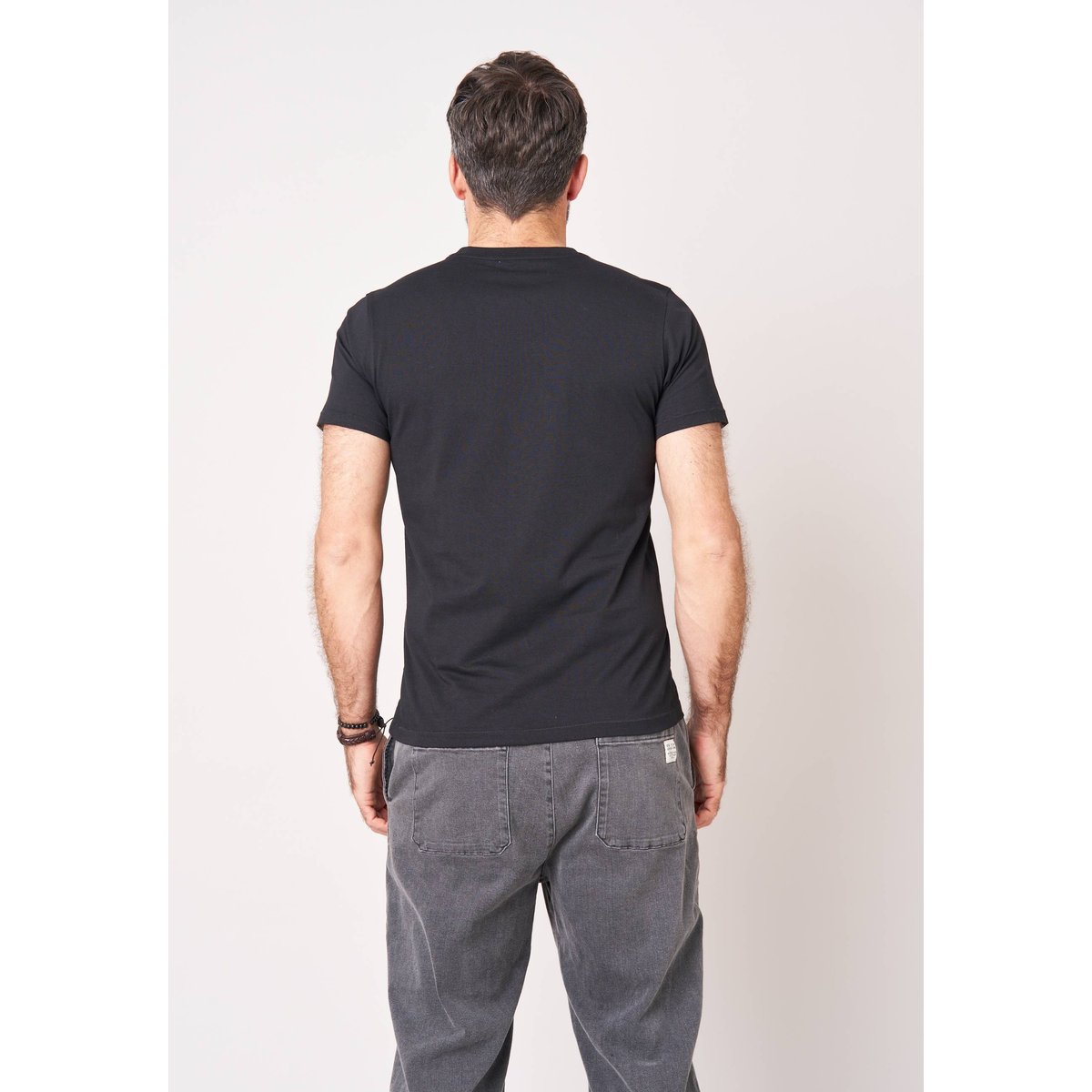 T-shirt regular homme en 100% coton jersey imprimé tête de mort à motif floral SHADOW black, DEELUXE