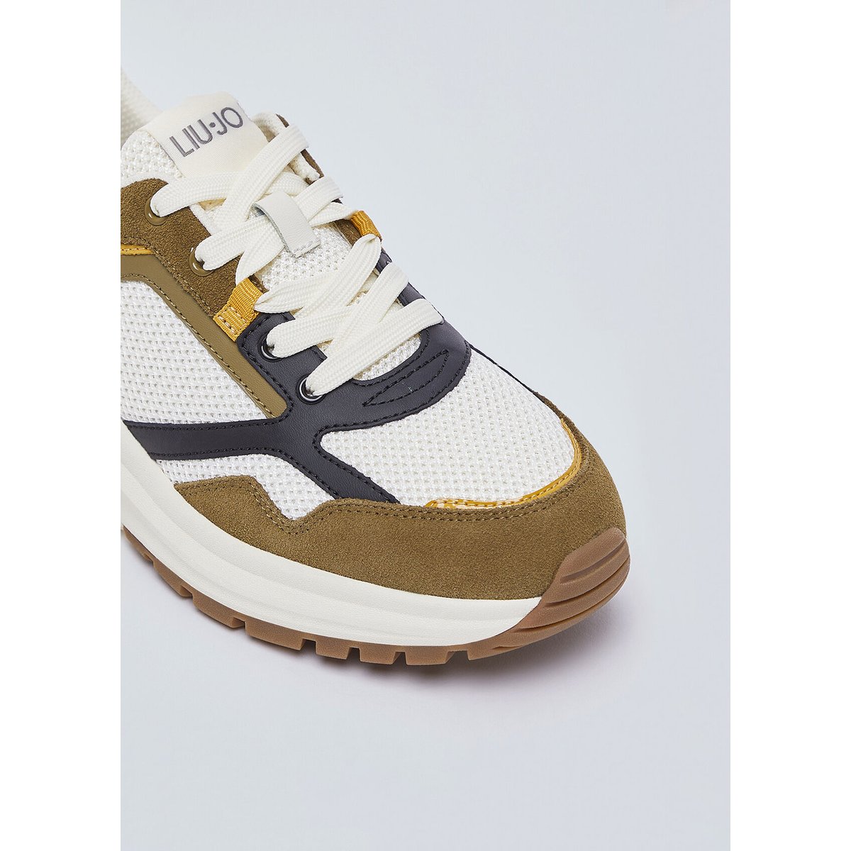 Sneakers pour homme en daim et maille filet marron, LIU JO