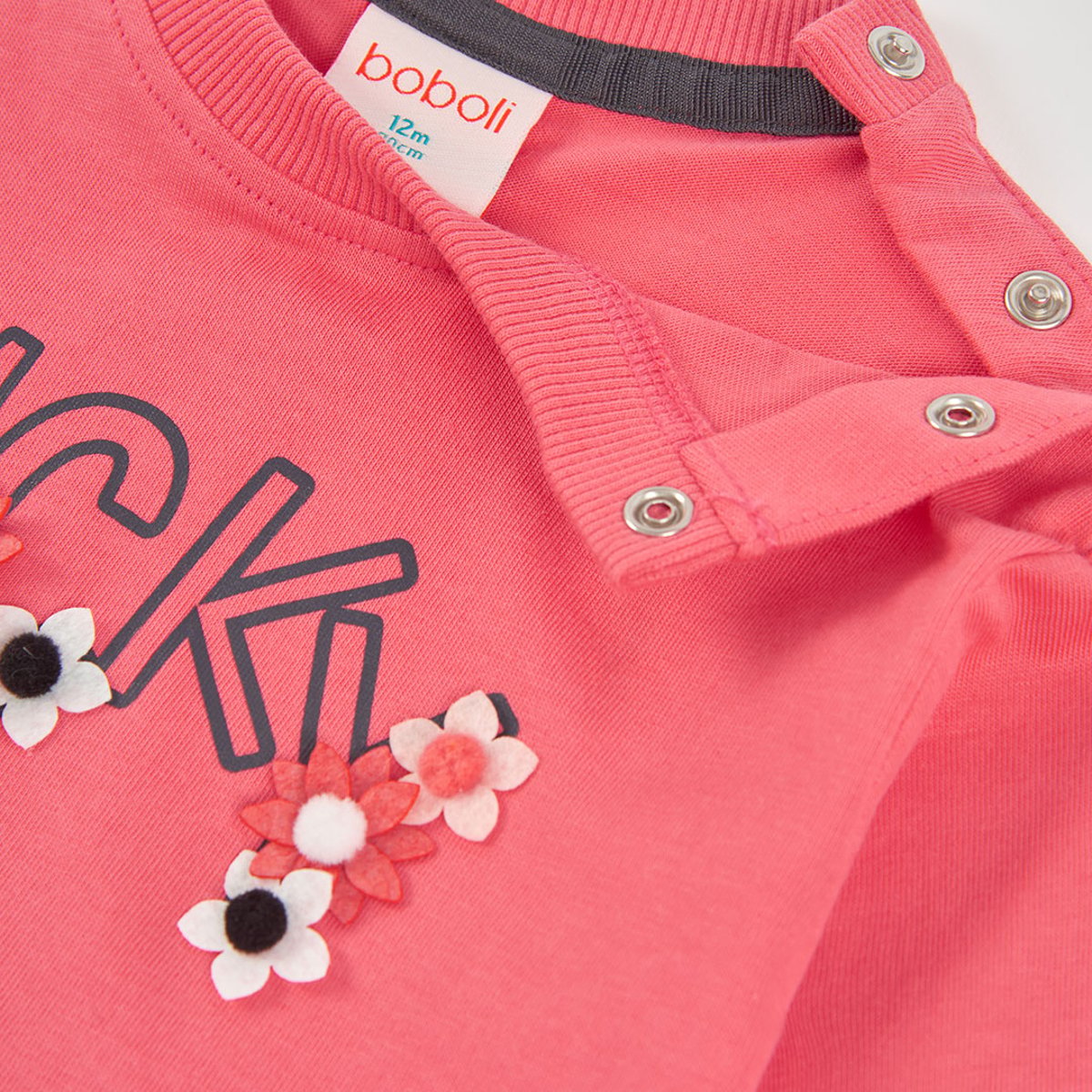T-shirt en maille fille imprimé fleurs pink, BOBOLI