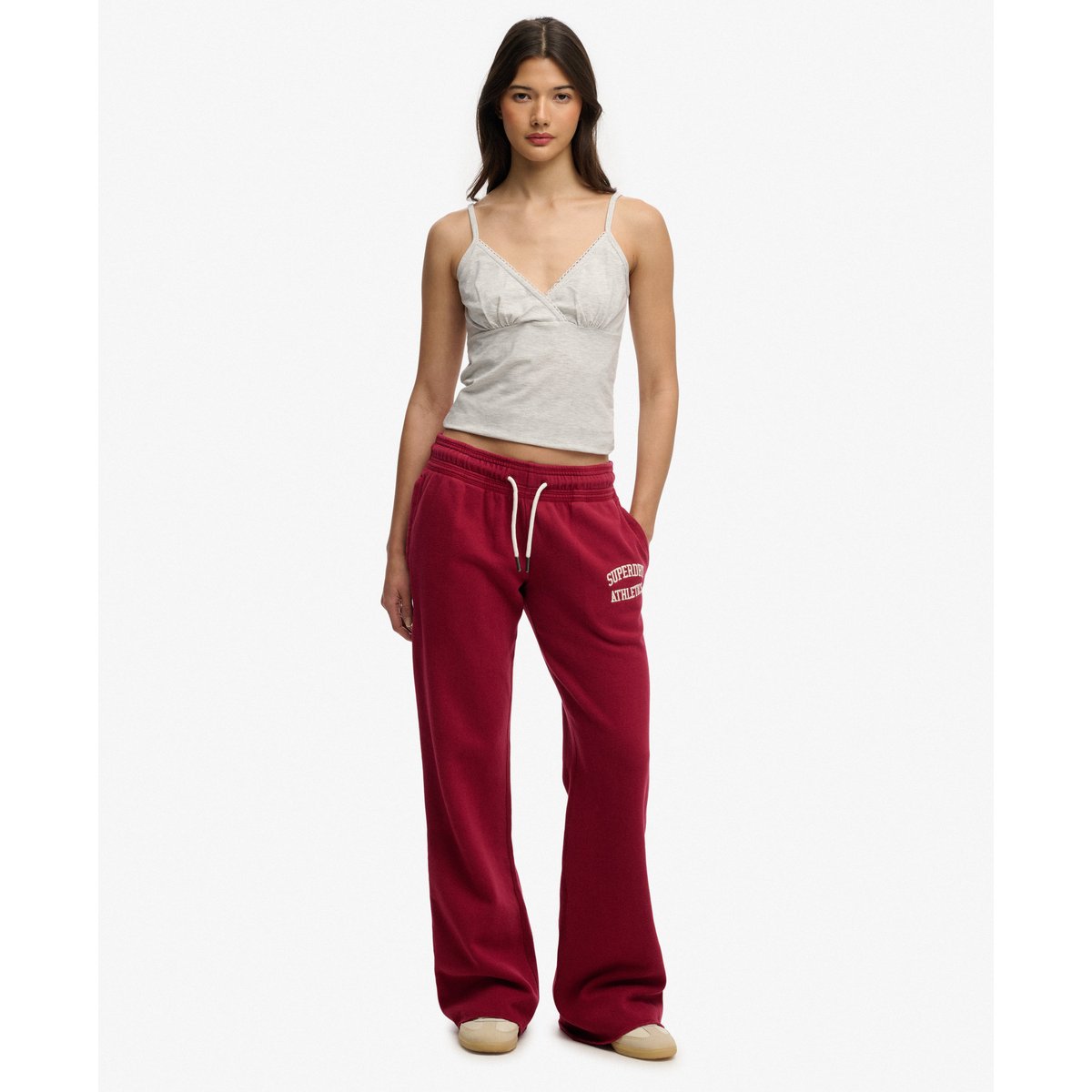 Jogging Évasé Taille Basse Athletic Essentials rouge bordeaux, SUPERDRY