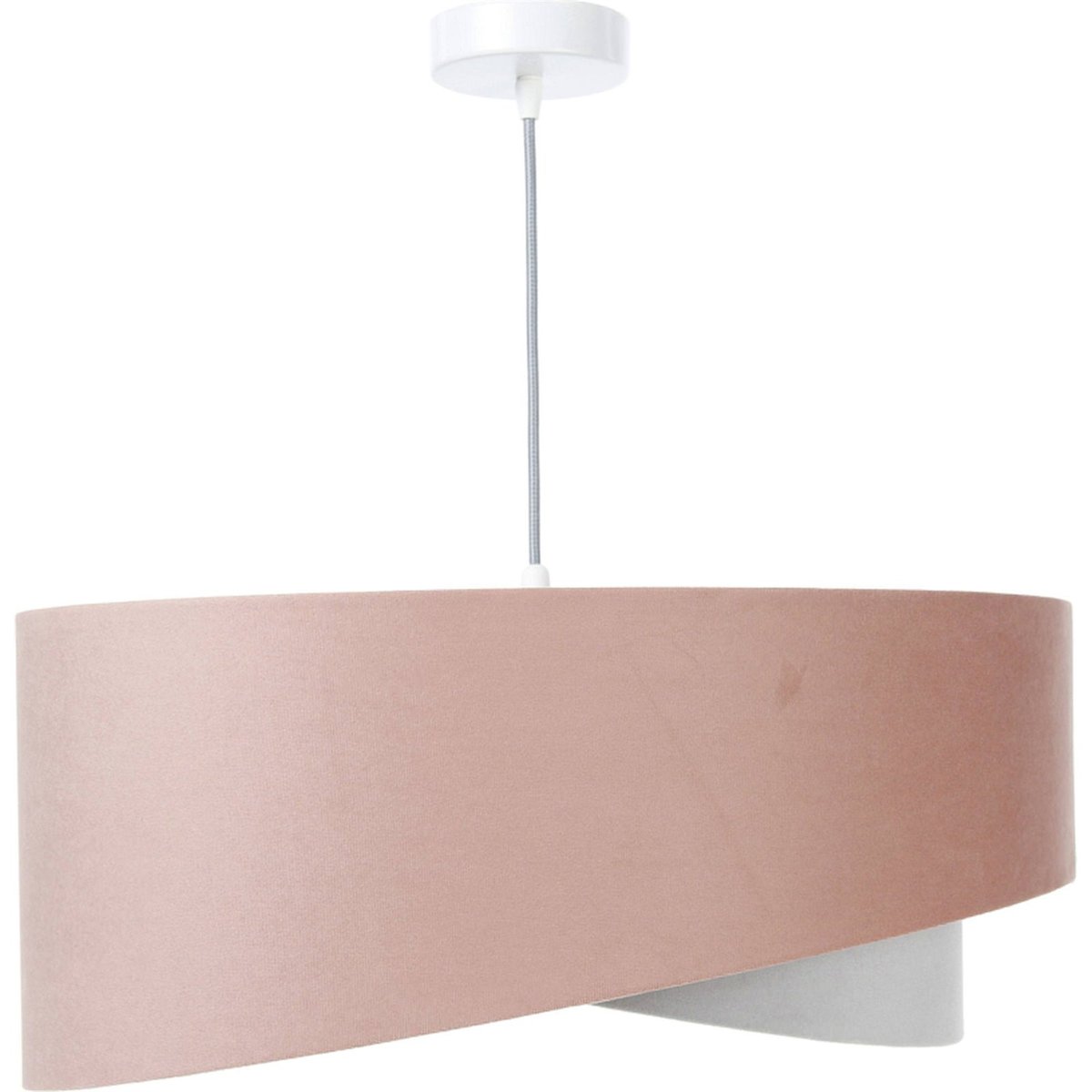 Suspension ronde en velours Jasmin bebe rose poudré et gris clair, BPS KONCEPT