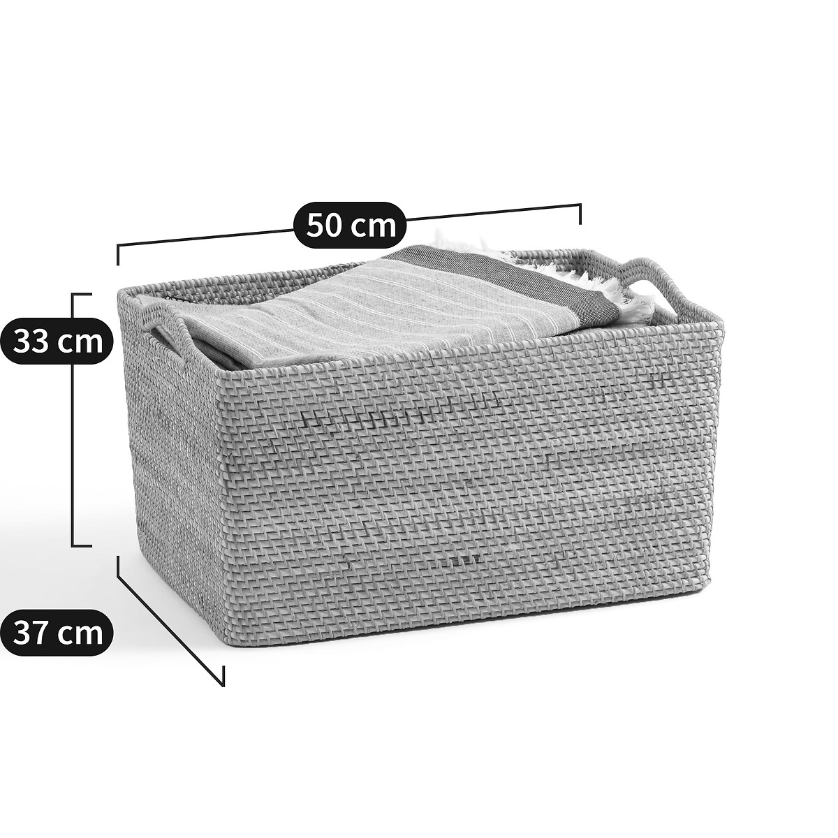 Panier de rangement en rotin, Longueur 50 cm, SORONG naturel, AM.PM