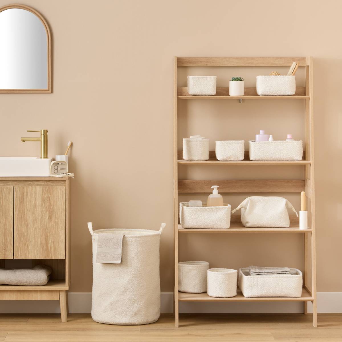 Panier à linge rond pliable BOUCLETTE blanc, 5FIVE SIMPLY SMART