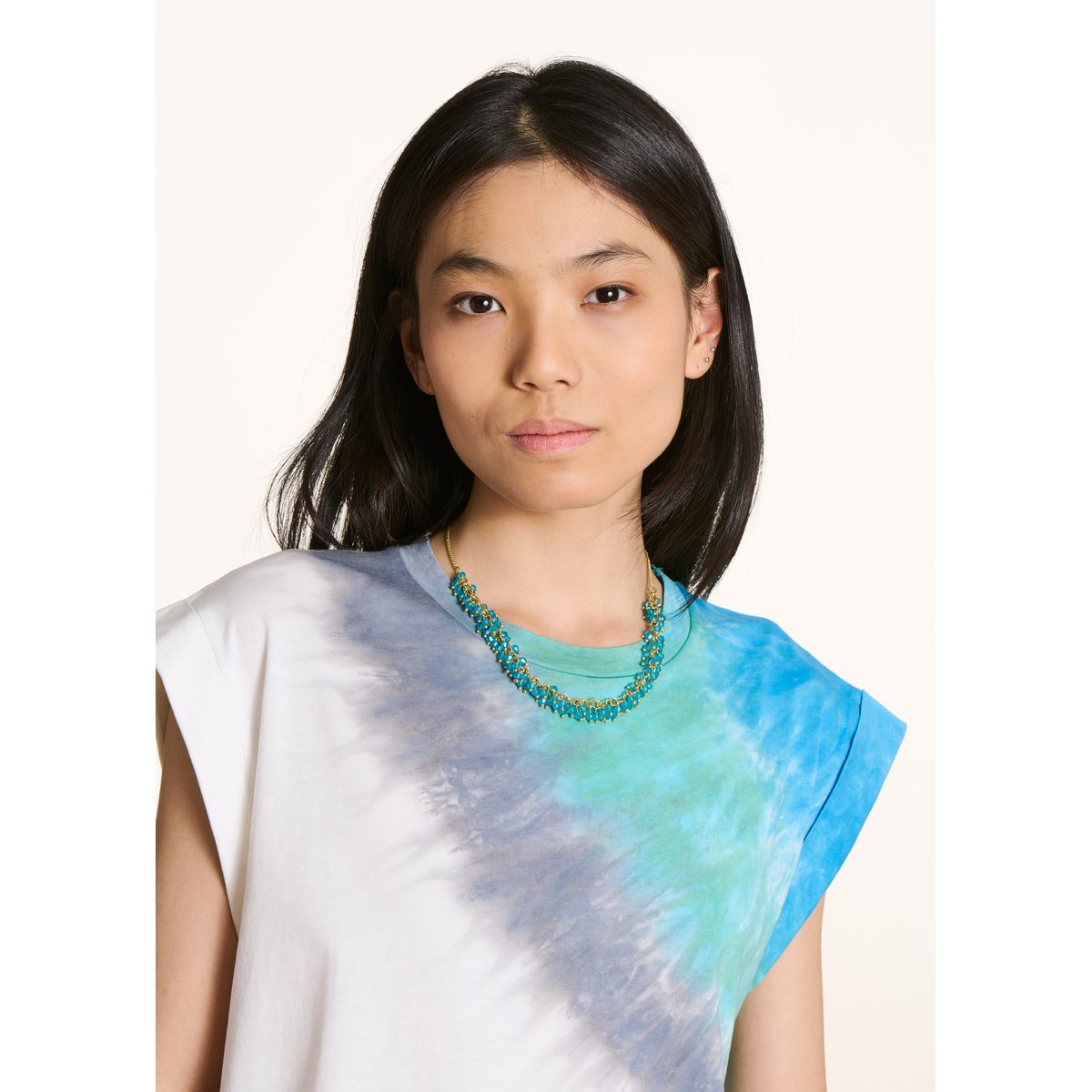 Collier ras de cou en perles de verre rain, LA FEE MARABOUTEE