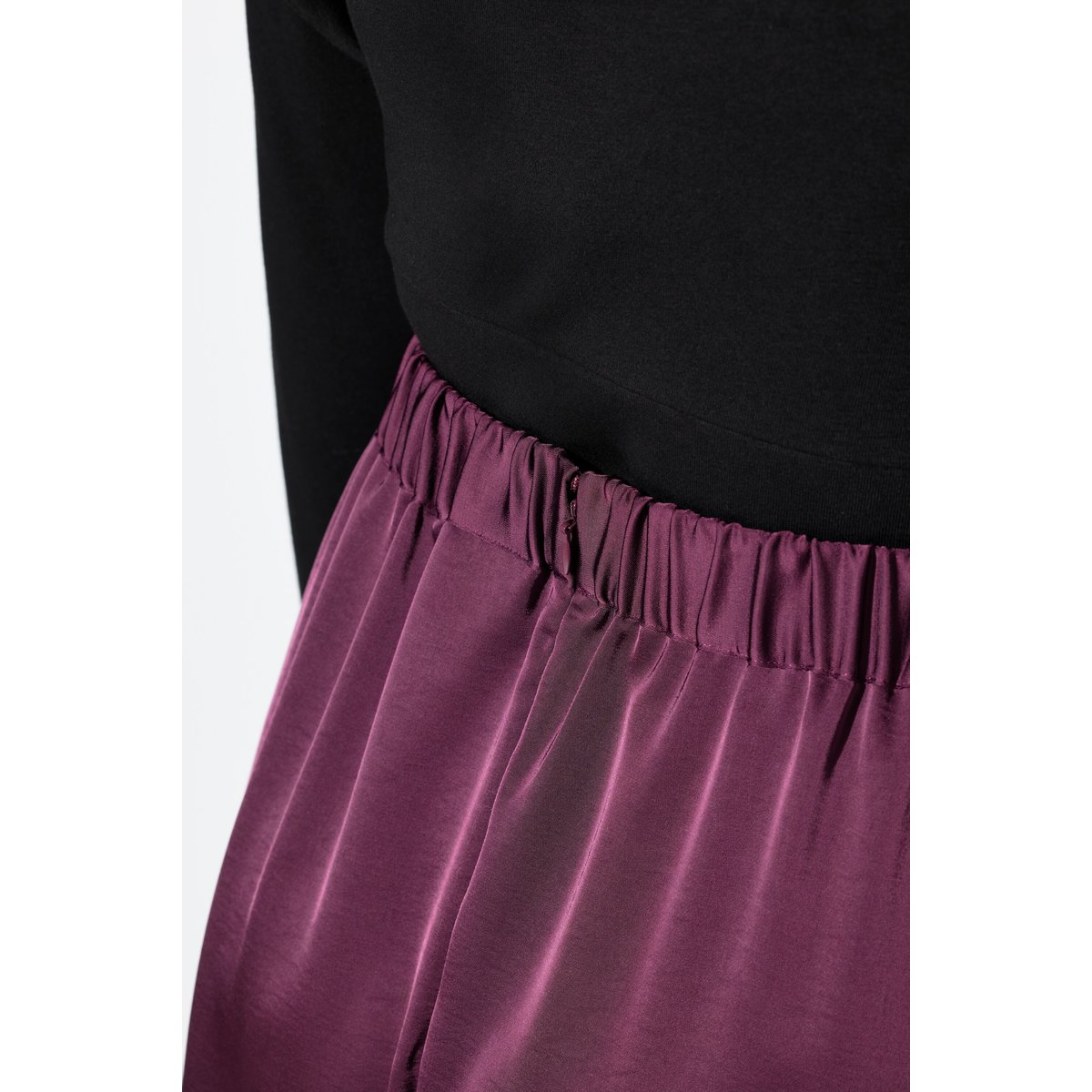 Jupe midi en satin rouge vin foncé, ULLA POPKEN
