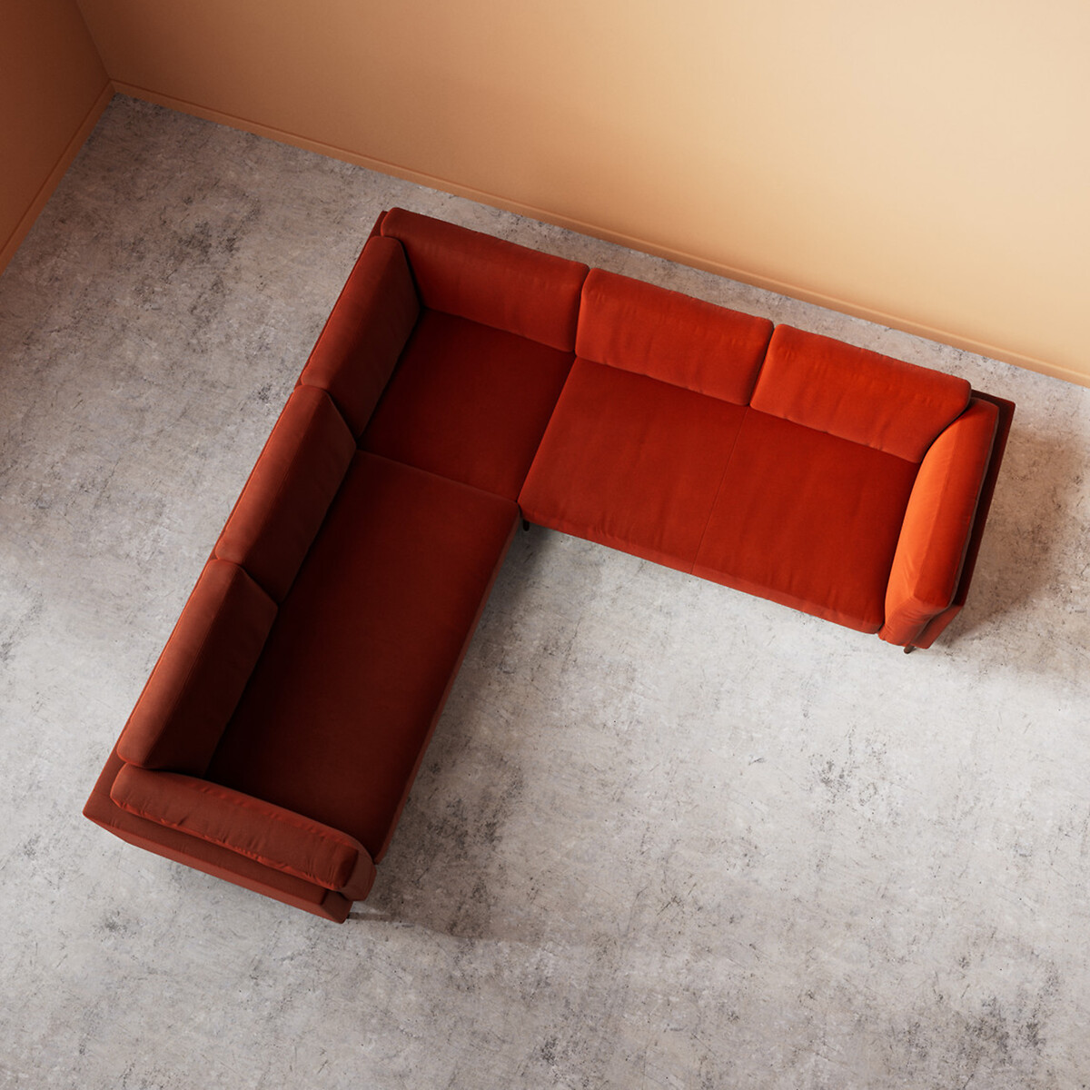 Munich Crushed Velvet Corner Sofa harissa, SWOON