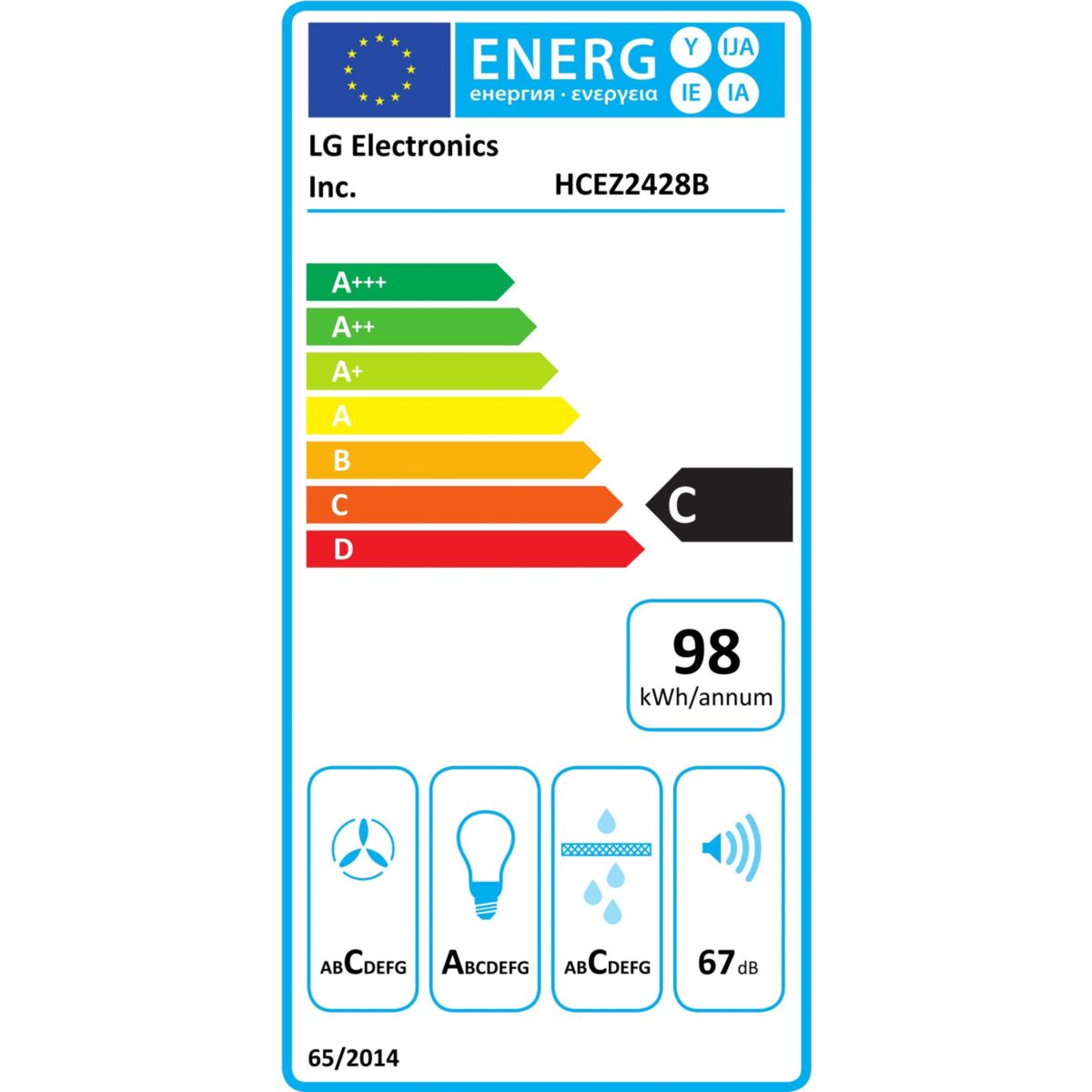 Hotte décorative murale inclinée HCEZ2428B ThinQ couleur unique, LG