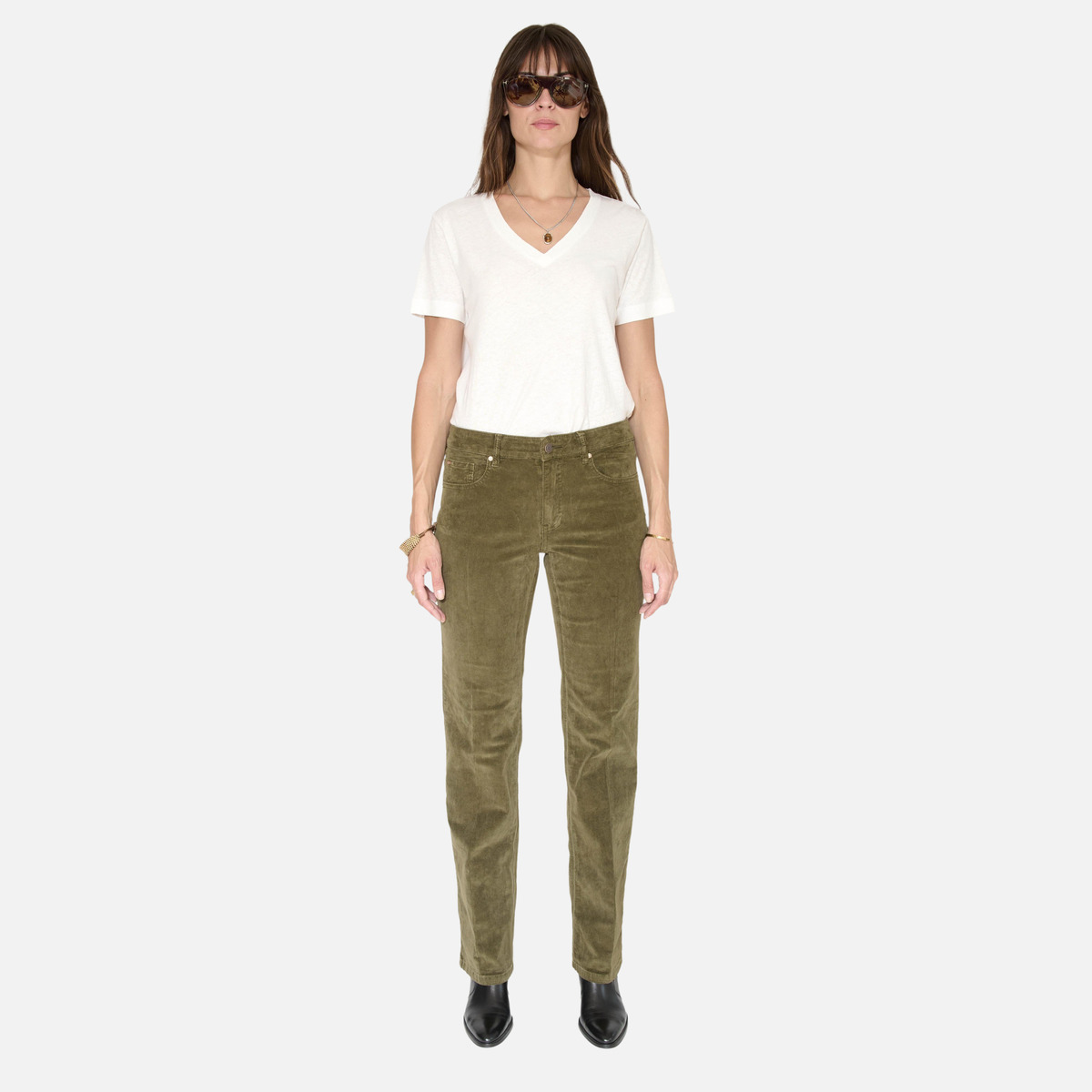 Pantalon THE JAGGER VELVET kaki, MKT STUDIO