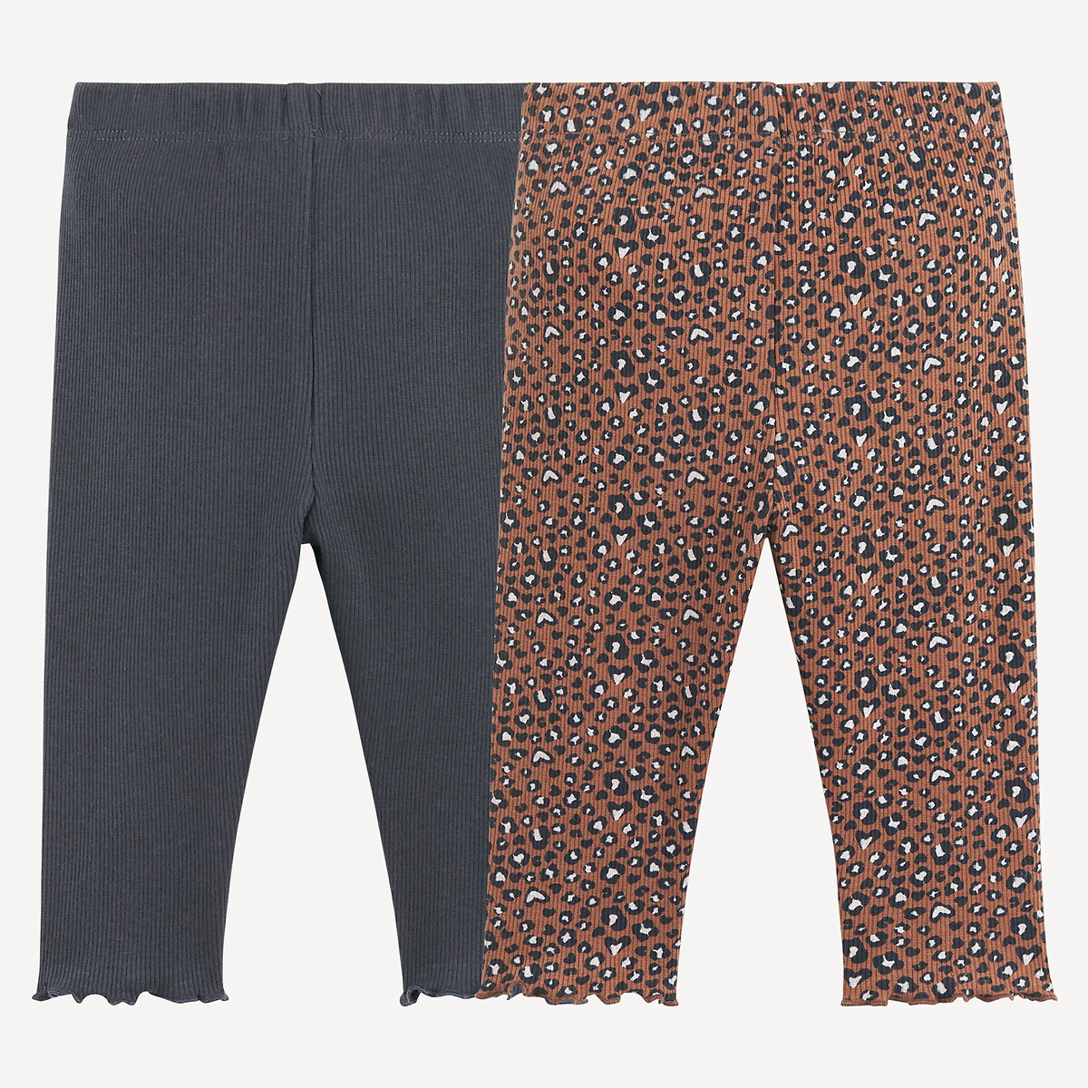 Pack of 2 Leggings in Ribbed Fabric assorted, LA REDOUTE COLLECTIONS