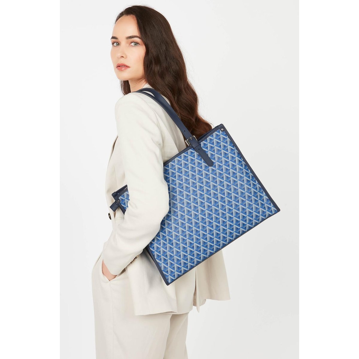 Sac cabas épaule, Made in France IKON bleu électrique, LANCASTER
