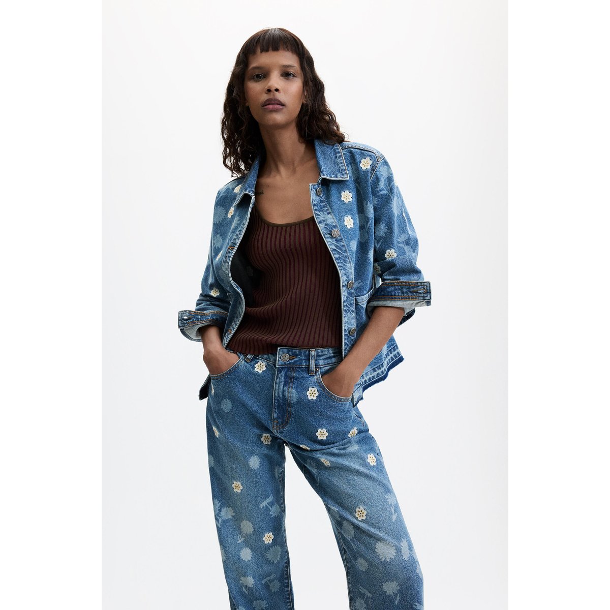 Jean regular brodé bleu clair, DESIGUAL