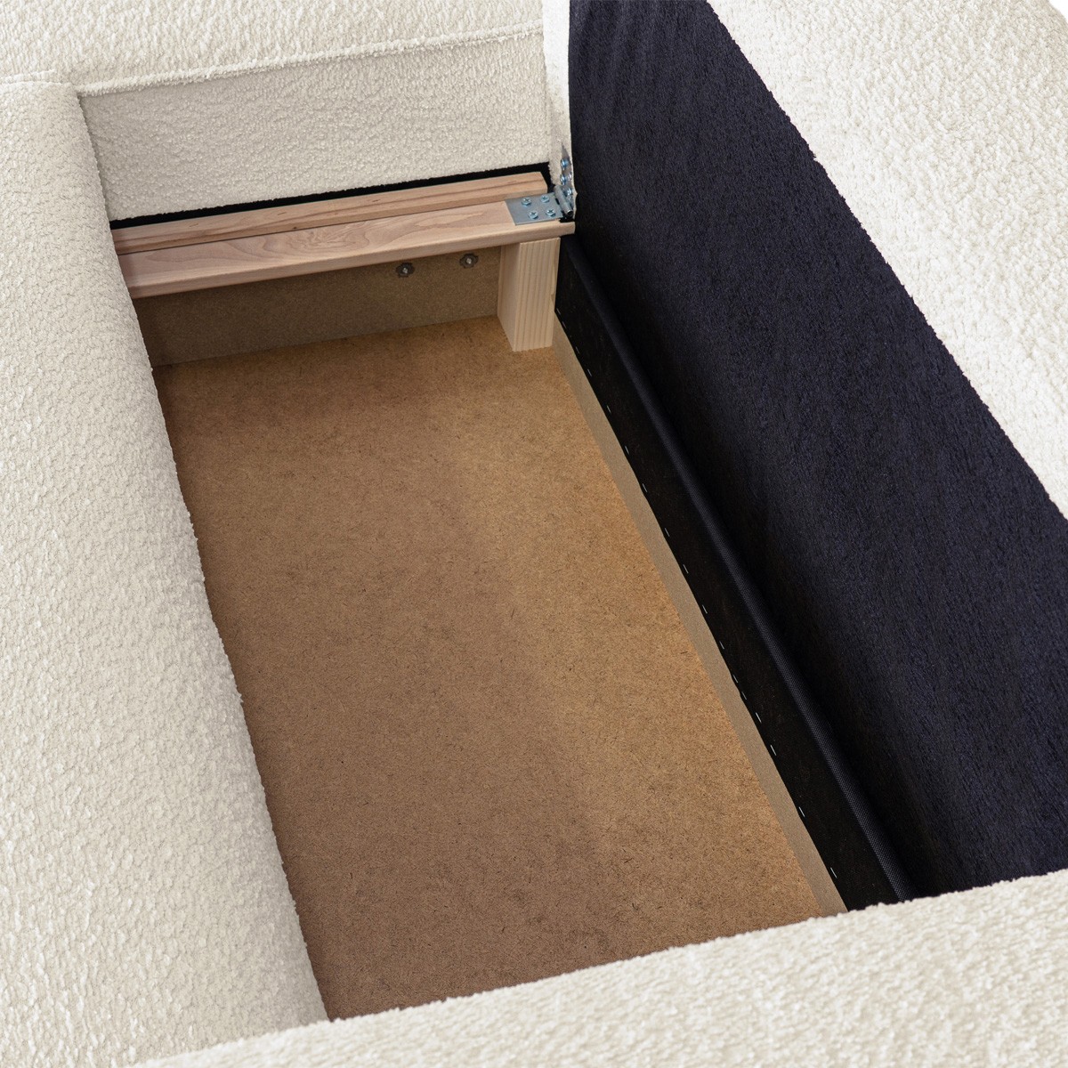 Canapé d'angle à gauche convertible 3 places en tissu bouclé - ASTI beige, HOMIFAB