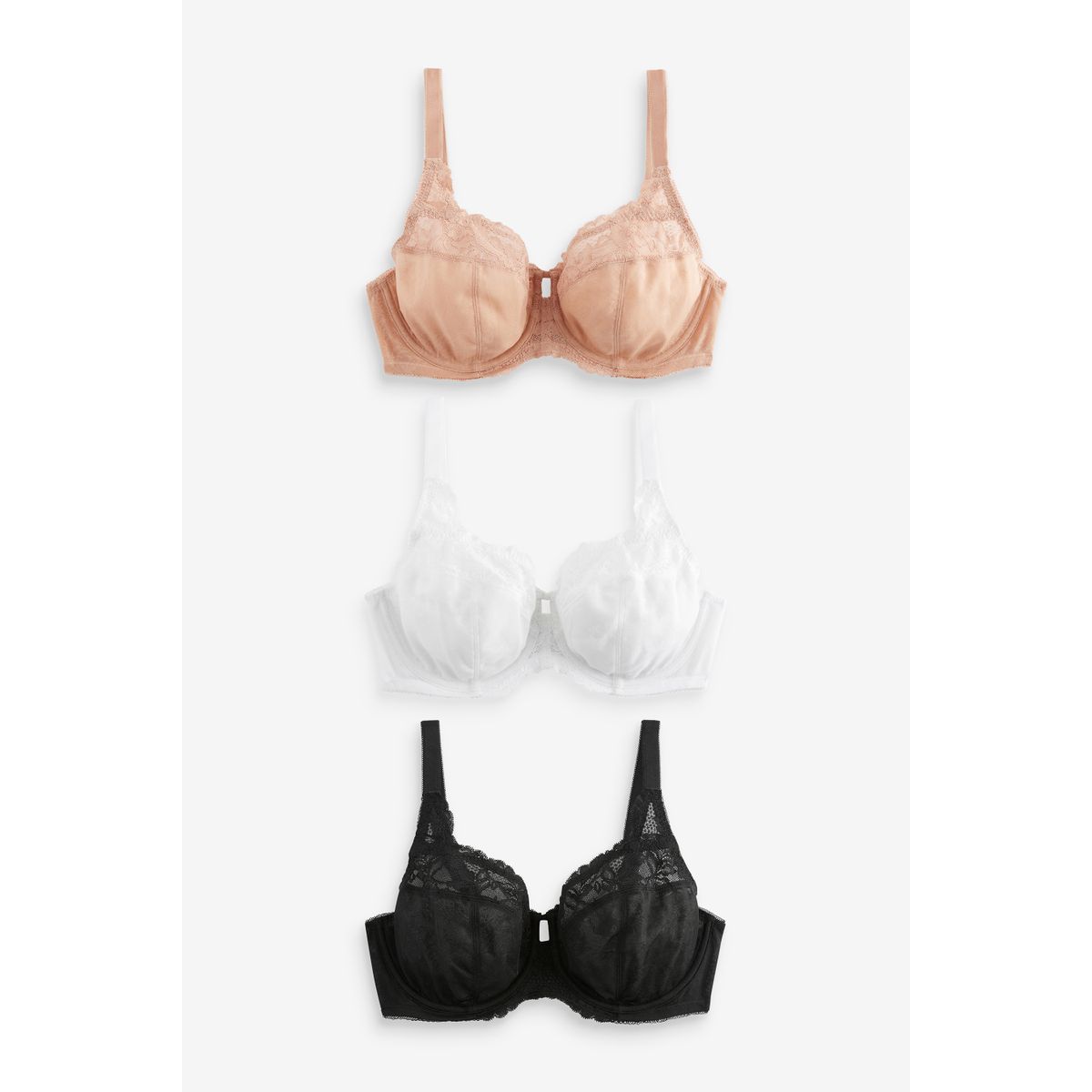 Soutien-gorge dentelle, lot de 3 noir/blanc/nuit/praline, NEXT