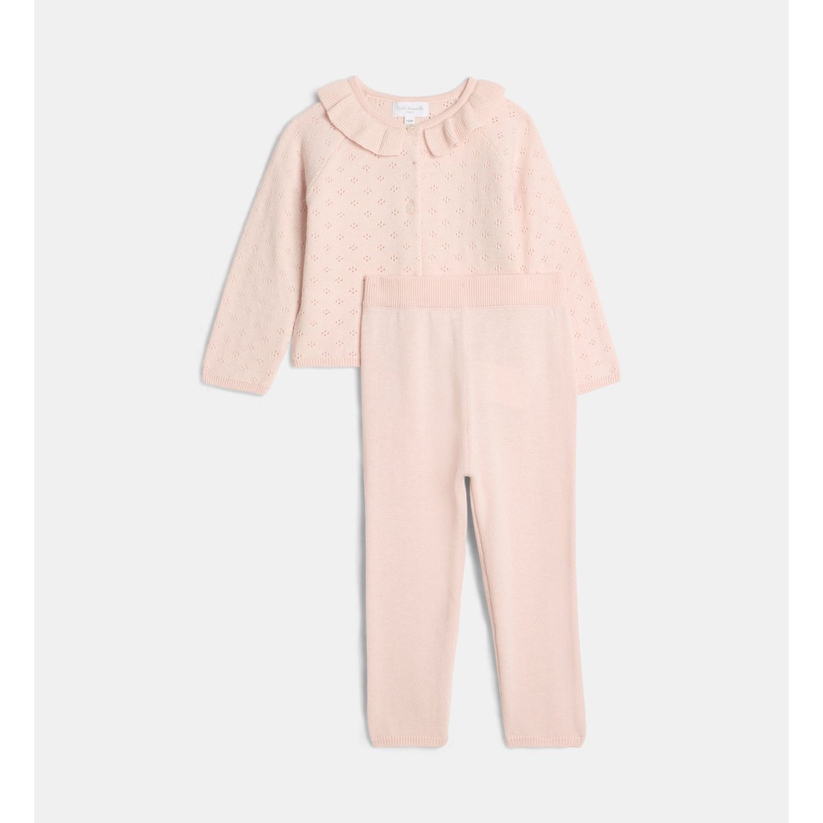 Ensemble gilet legging tatiana maille pointelle rose pâle, CADET ROUSSELLE