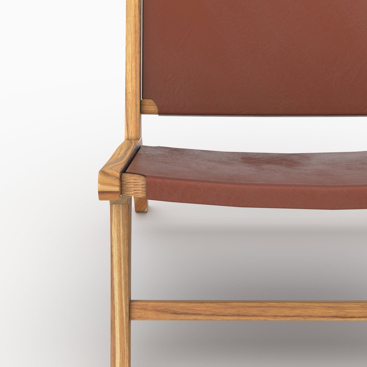 Fauteuil en teck et cuir lisse - KUNA marron, MAISON PAVANE