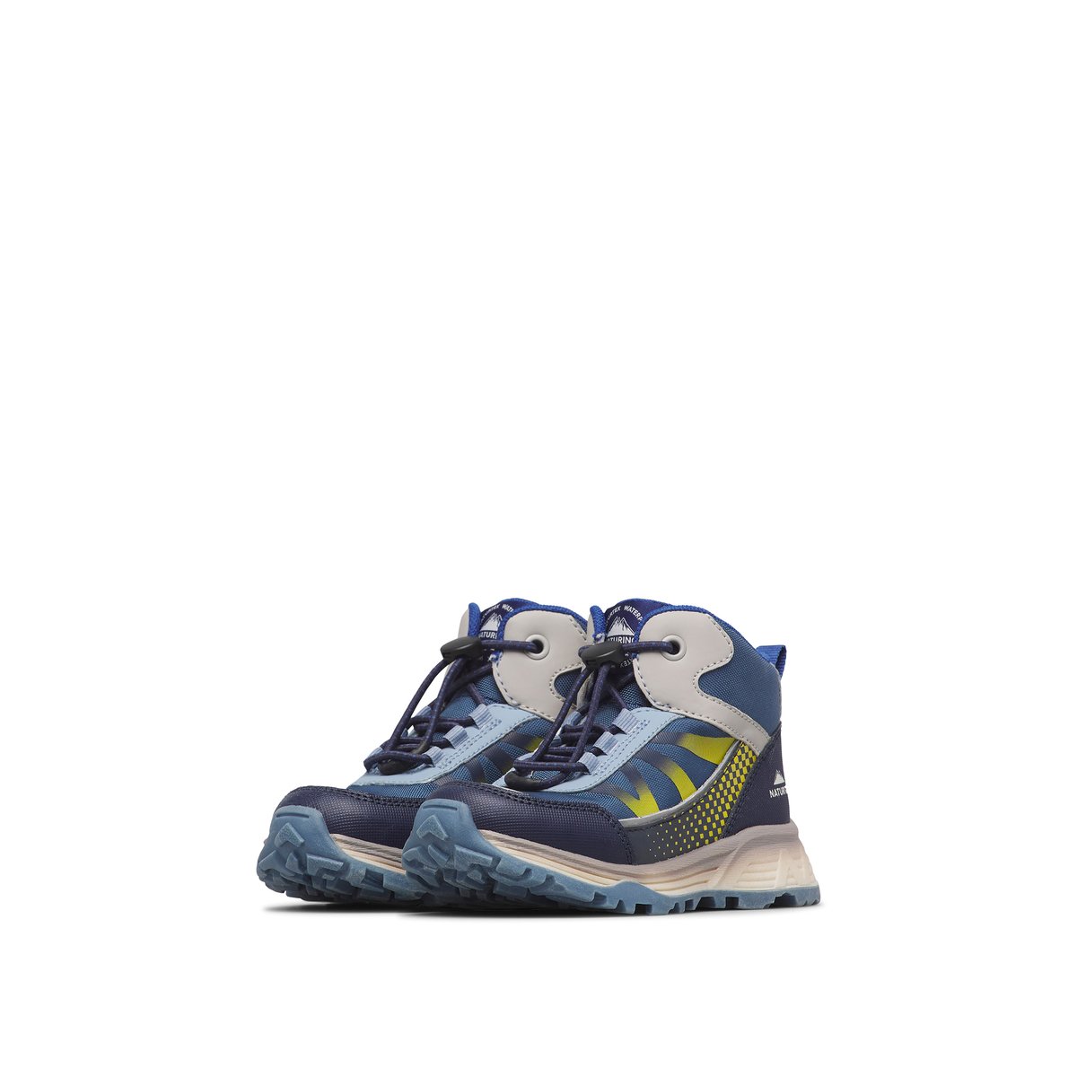 Sneakers en écopelle et tissu DRYFORCE HIGH WP. marine-jaune, NATURINO