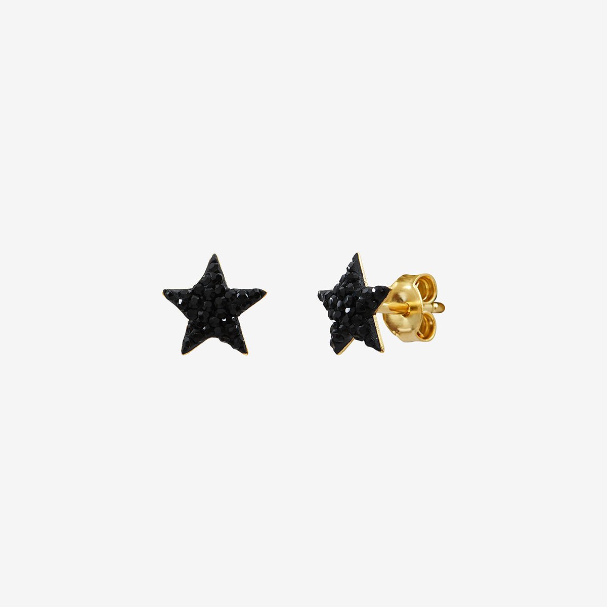 Boucles d'oreilles dorées jet star - kuchi cristal noir, CAROLINE NAJMAN