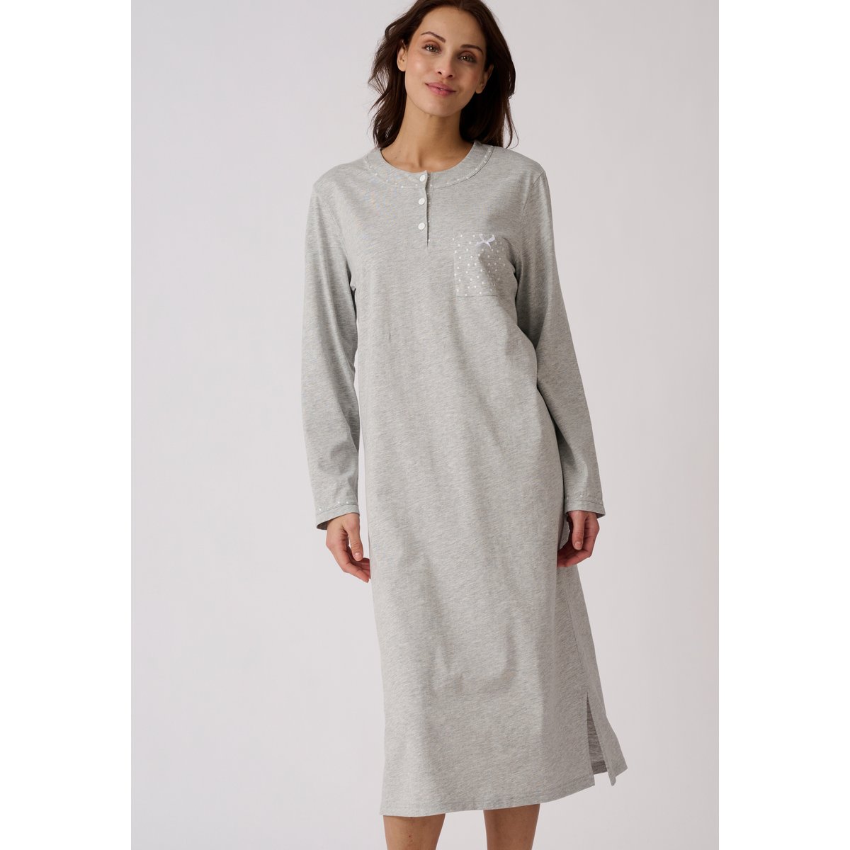 Liquette maille jersey, long 120 cm gris pois, DAMART