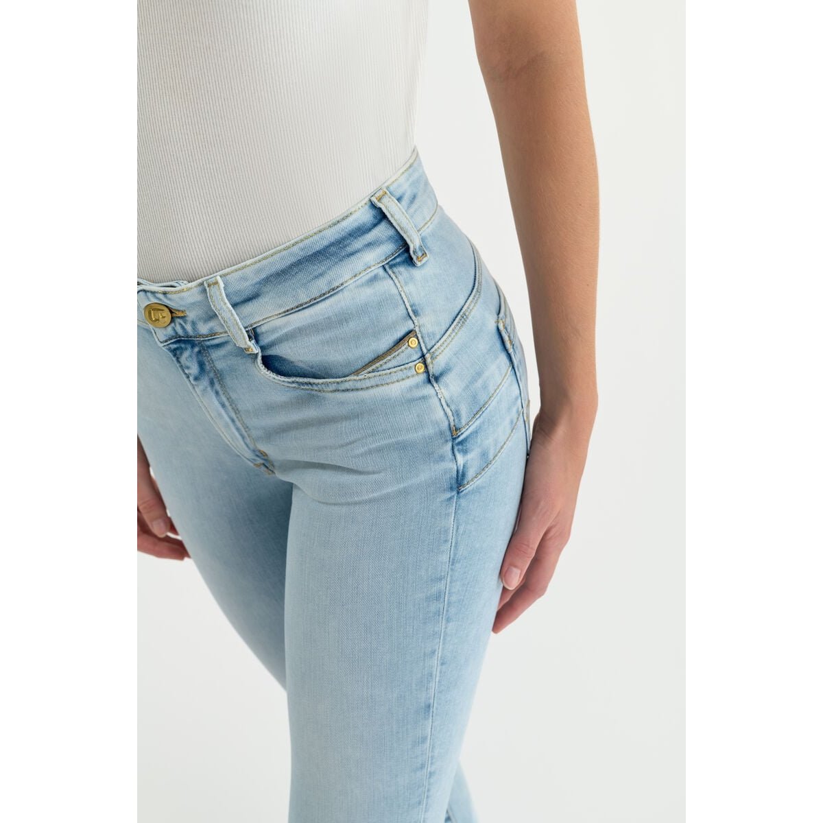 Jeans push-up slim taille haute PULP, 7/8ème blue, LE TEMPS DES CERISES