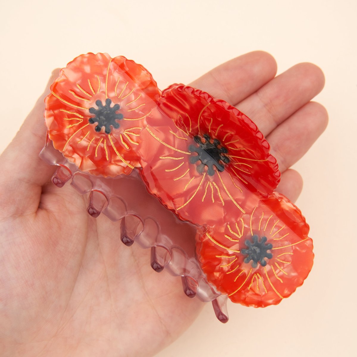 Pince à cheveux Trio COQUELICOT rouge, COUCOU SUZETTE