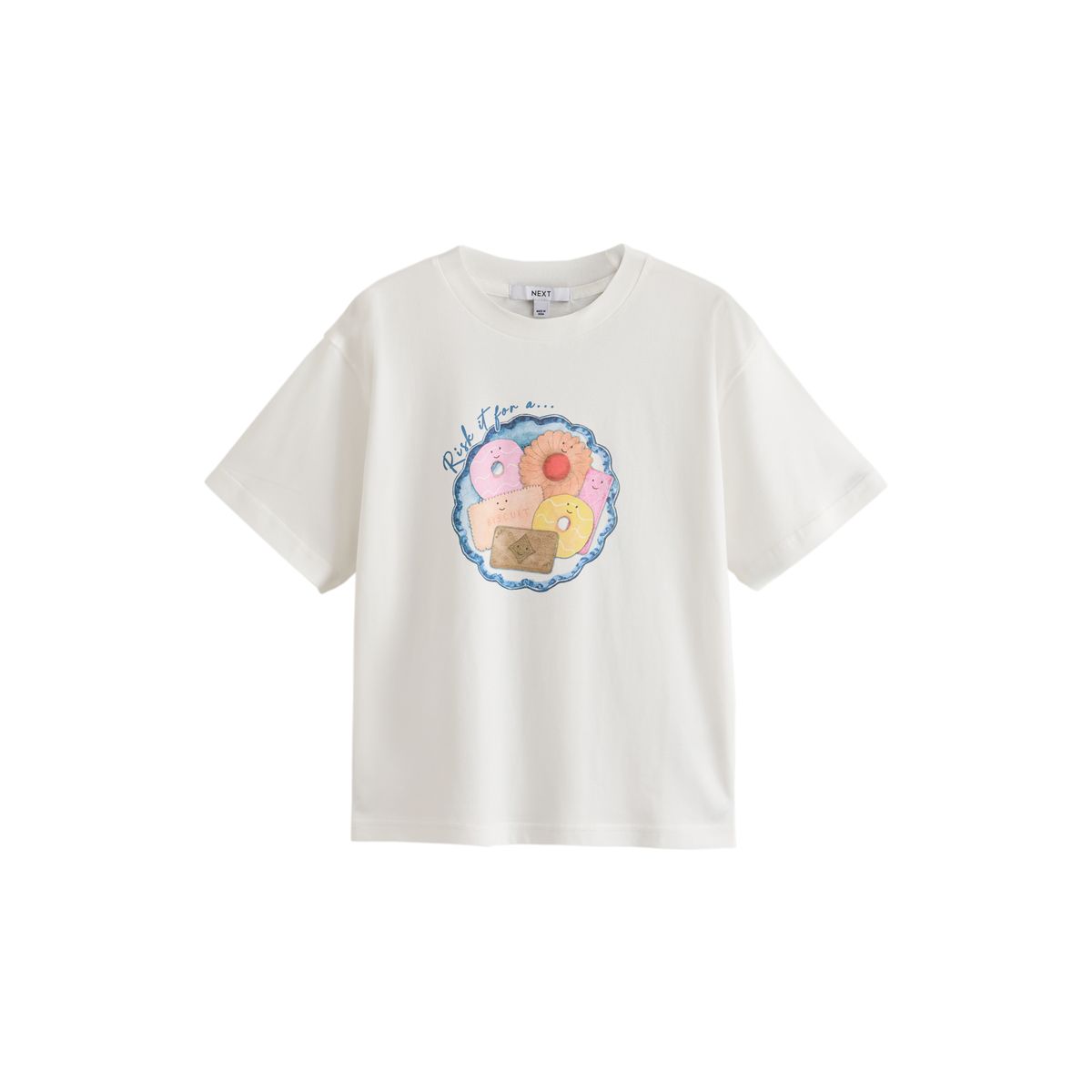 T-shirt oversize à motif biscuits blanc, NEXT