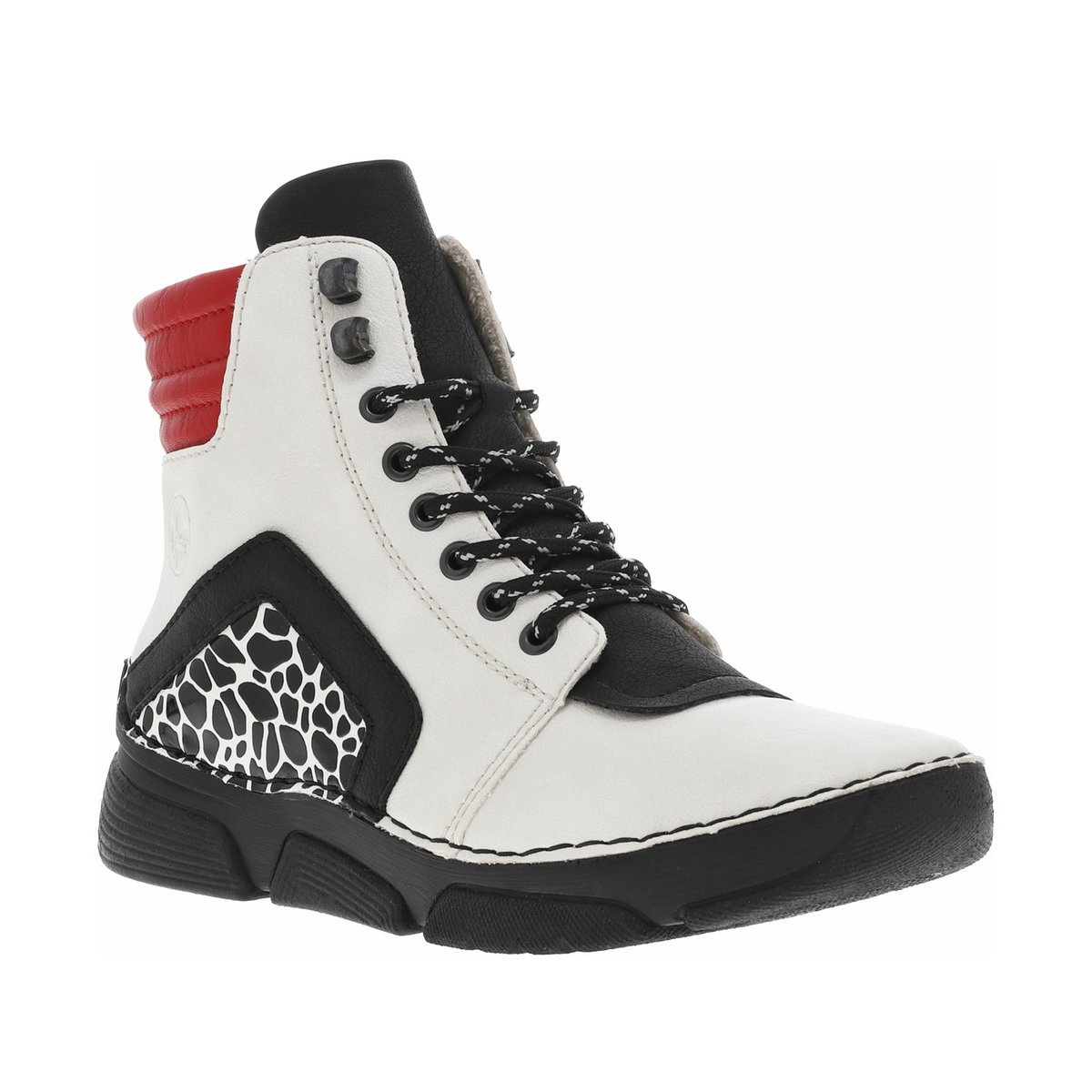 Bottines écrues à talon compensé bas avec des lacets et un zip latéral écrues, RIEKER