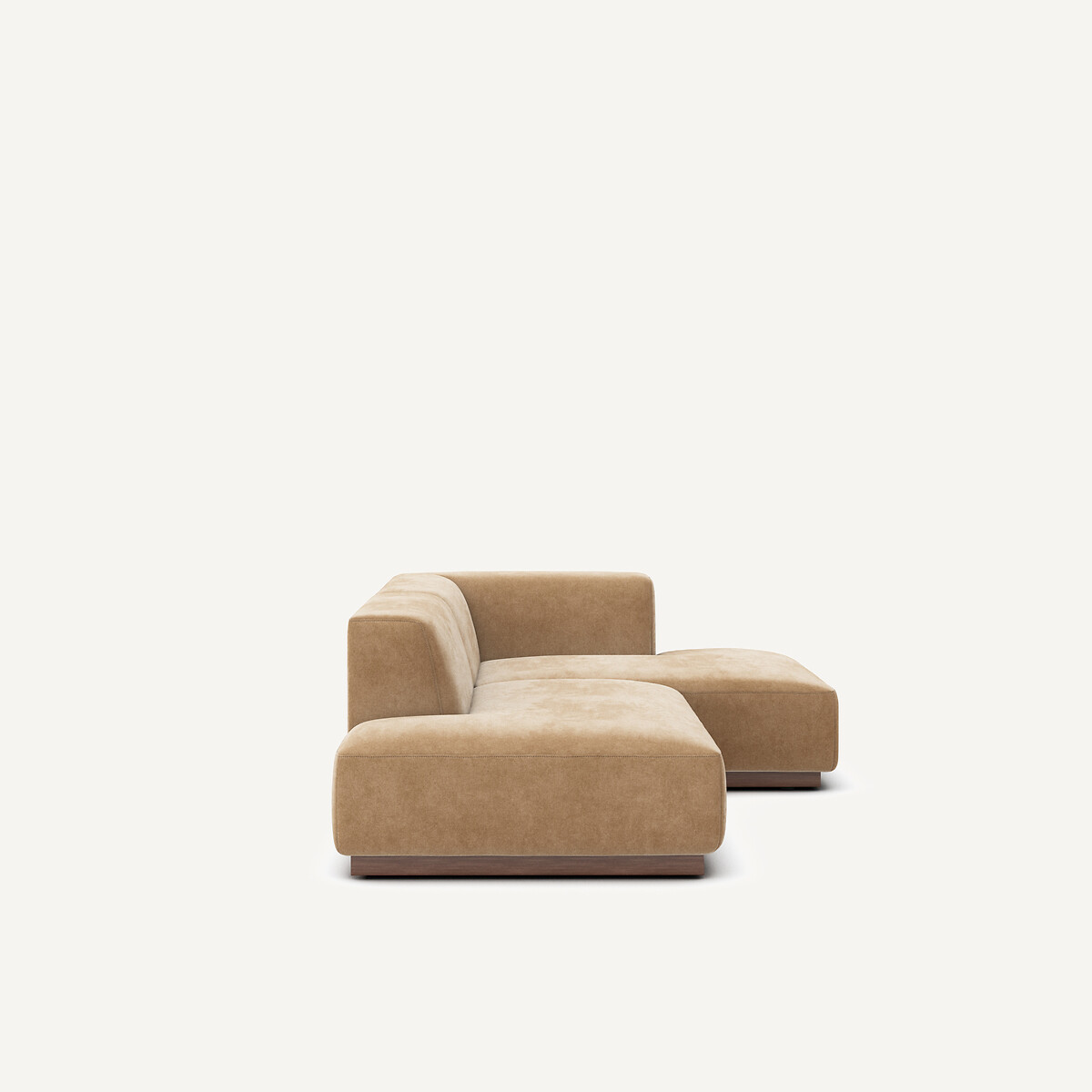 Canapé d'angle droit en velours stonewashed, JACOPO ficelle, AM.PM