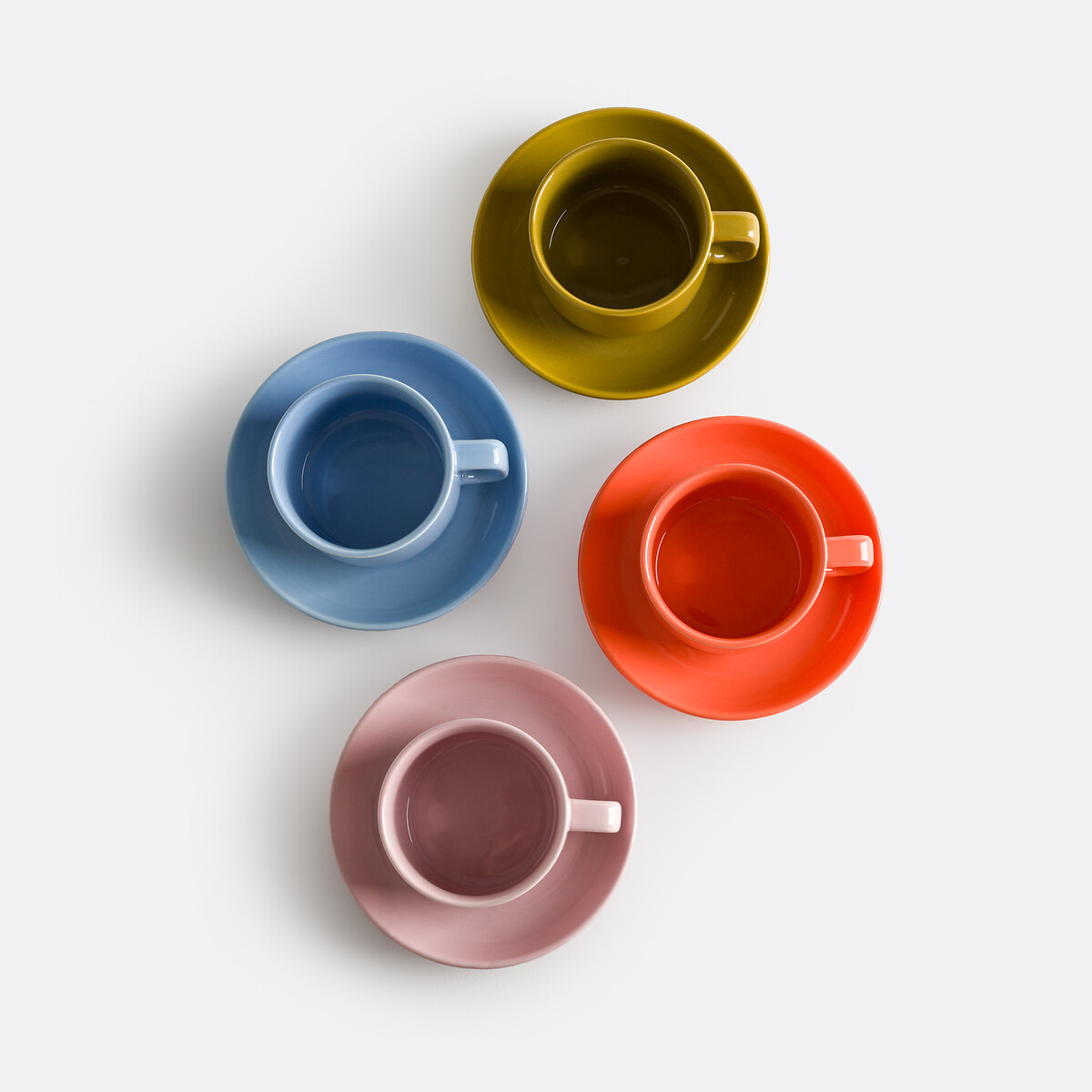 Juego de 4 tazas y platillos de gres esmaltado, VETORI multicolor, LA REDOUTE INTERIEURS