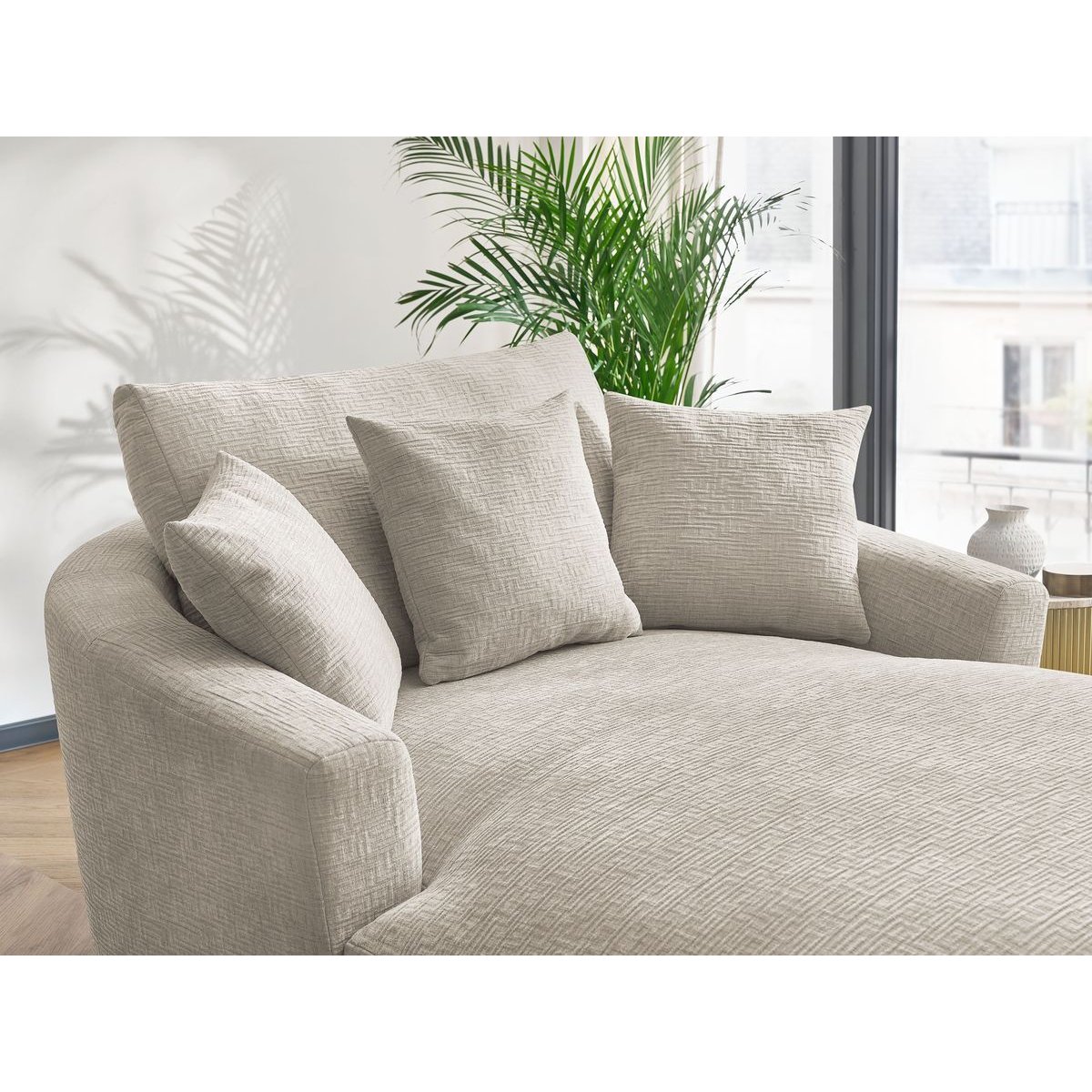 Méridienne 1 place(s) en tissu texturé, BELEM beige, BOBOCHIC