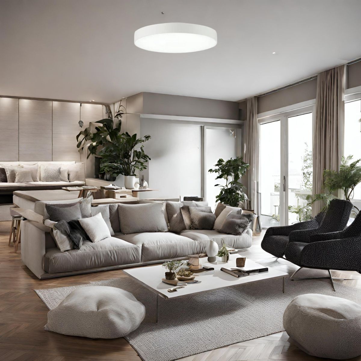 Plafonnier    lumière froide  HALO blanc, IDEAL LUX