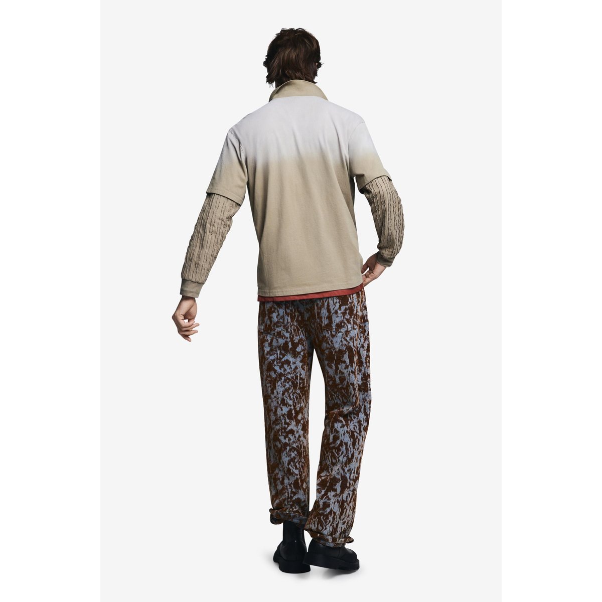 Pantalon droit textures marron, DESIGUAL