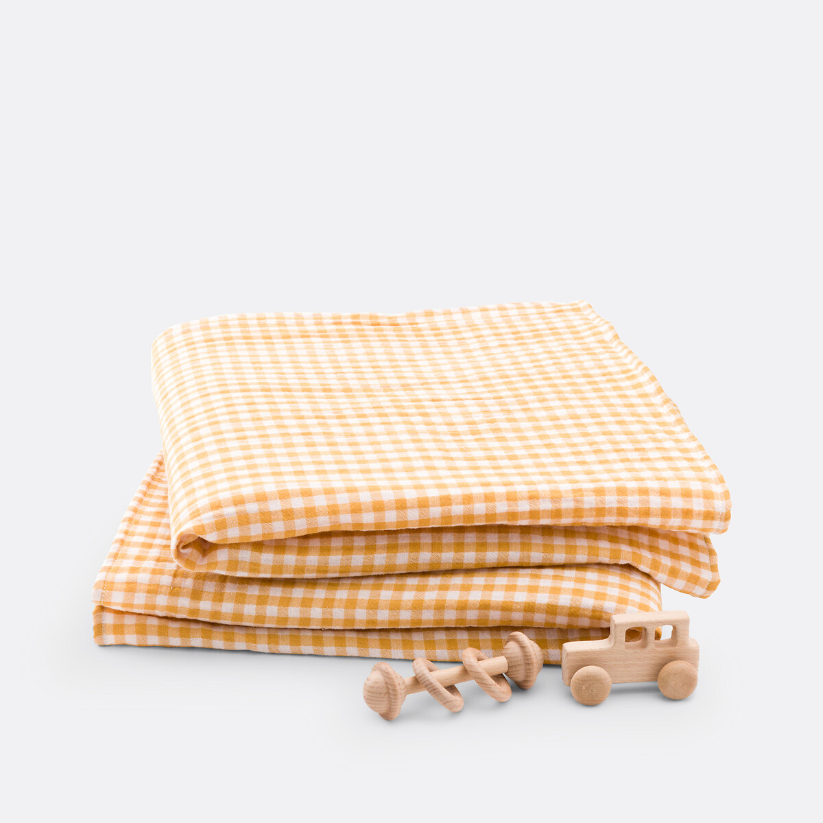 Lot de 2 langes gaze de coton, 70x70 cm, Croizic rose/jaune, LA REDOUTE INTERIEURS