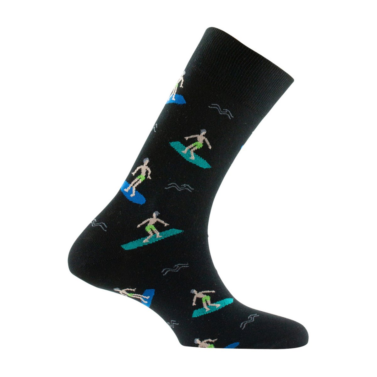 Lot de 2 paires de mi-chaussettes en coton motif surf noir, KINDY