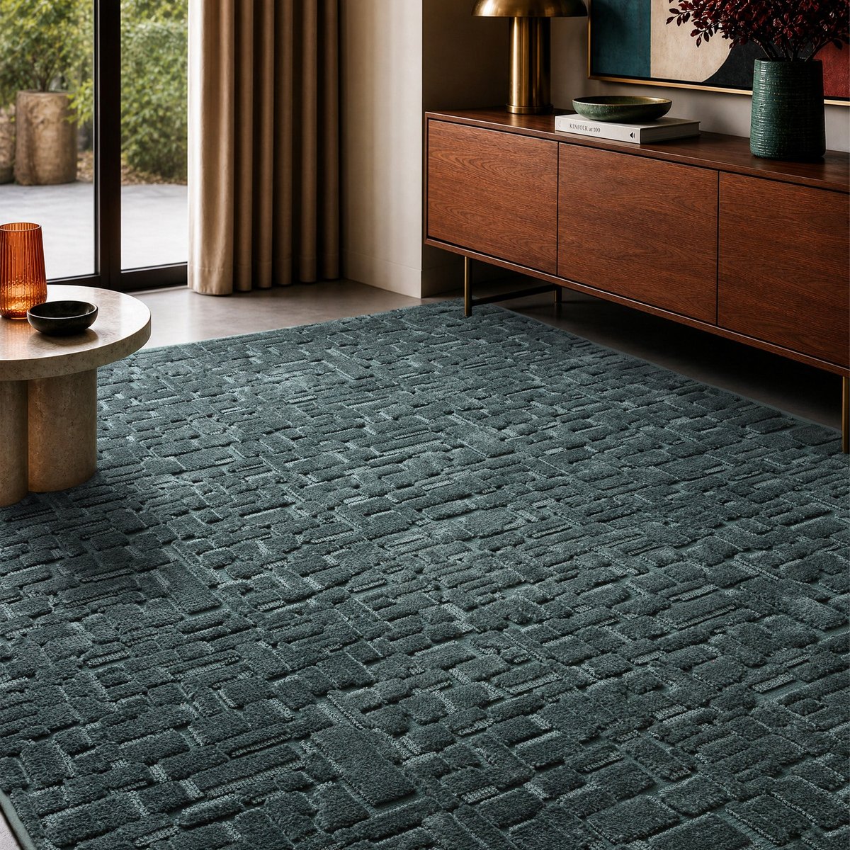 Tapis de salon et chambre moderne VILLA bleu, NOVATREND