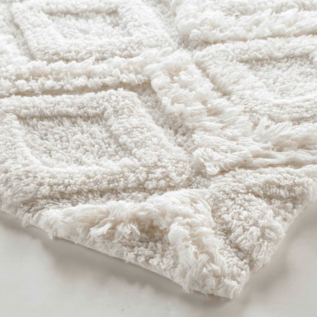 Tapis de Bain Ikatis Uni avec Reliefs blanc, DOUCEUR D'INTÉRIEUR