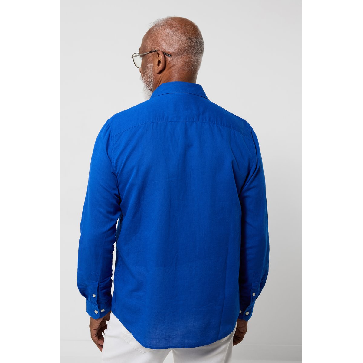 Chemise à manches longues en mélange de lin bleu, JOE BROWNS