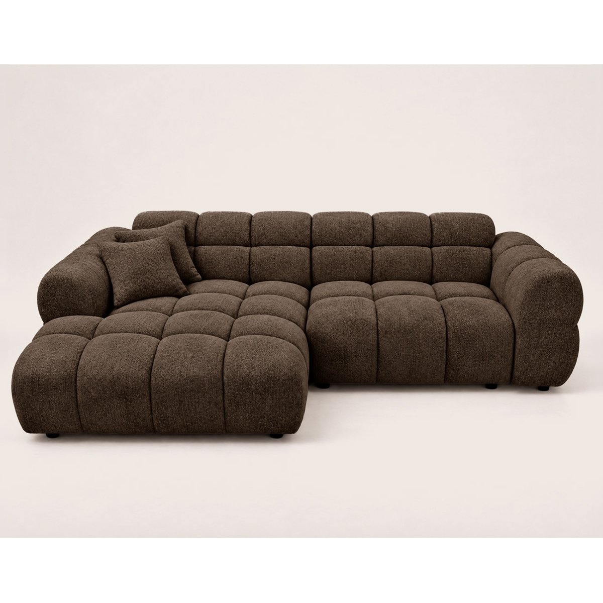 Canapé d'angle gauche 4 places convertible avec, MINI RAY marron, BEST MOBILIER