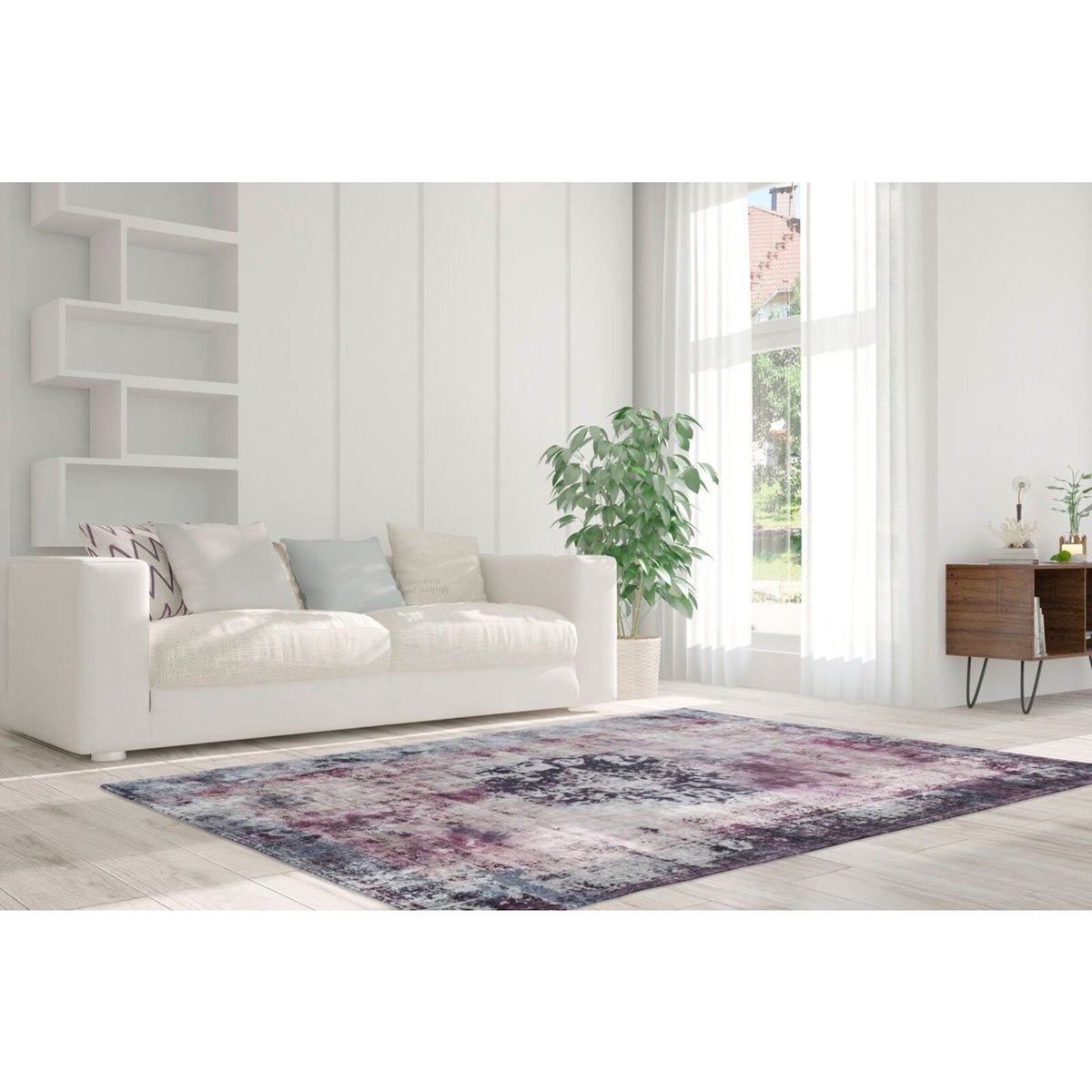 Tapis tissé rectangulaire, style vintage gris, ARTE ESPINA