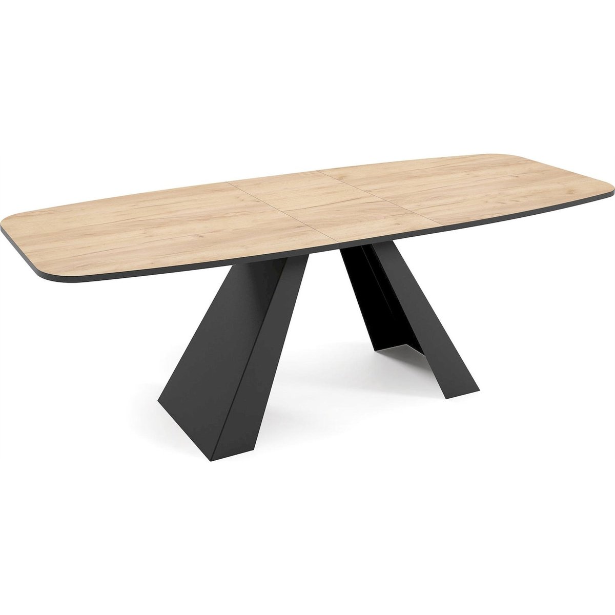Table à manger extensible ovale collection OSSORD bois clair et noir, RECOLLECTION