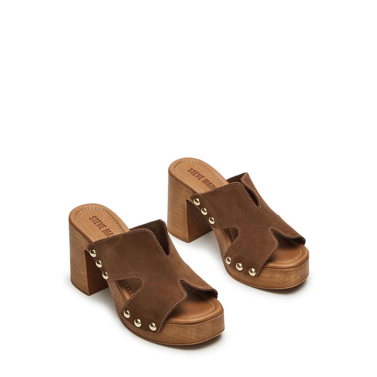 Mules à talons en cuir suède Sunkissed marron, STEVE MADDEN