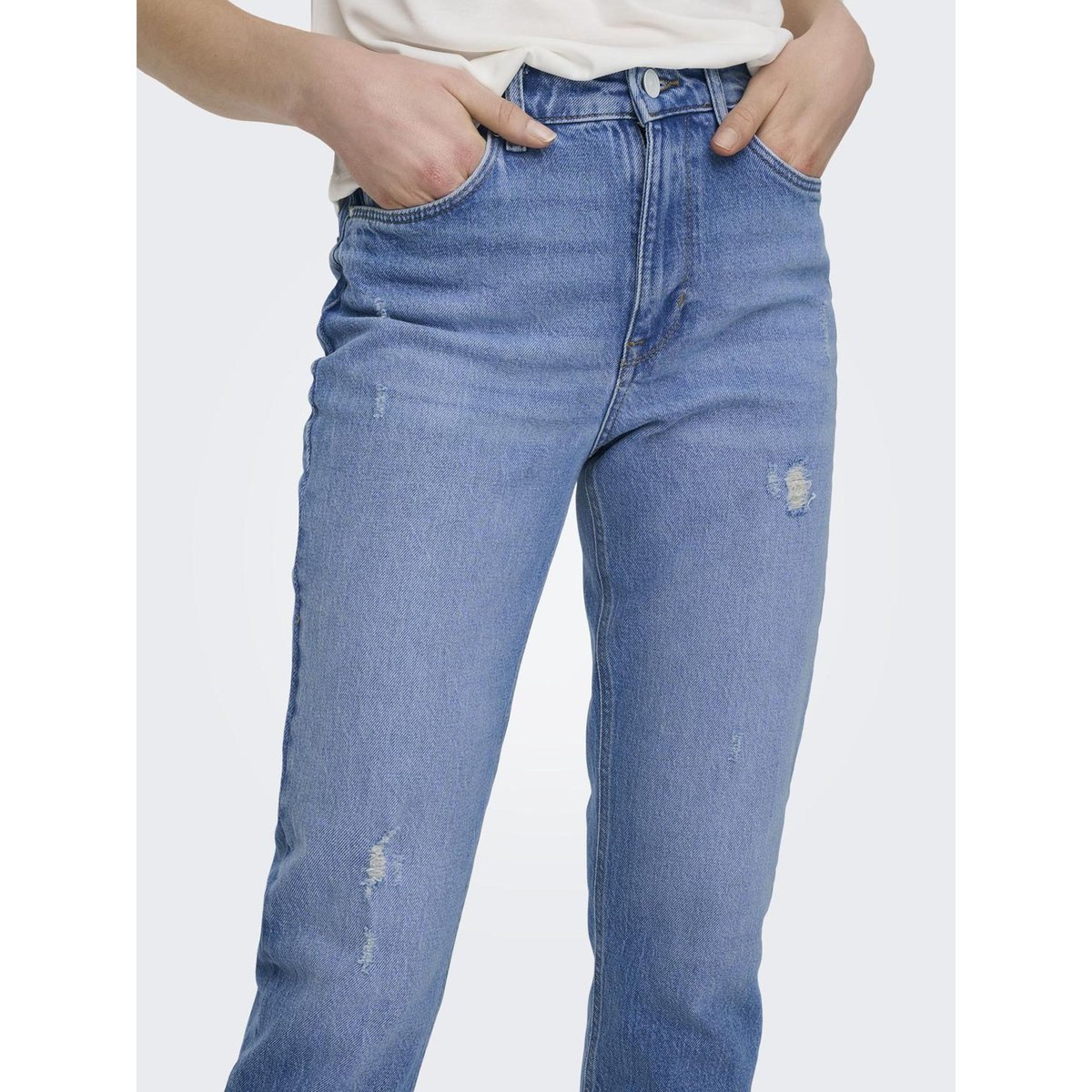 ONLEMILY Taille haute Straight Fit Jeans Jean coupe droite light blue denim, ONLY
